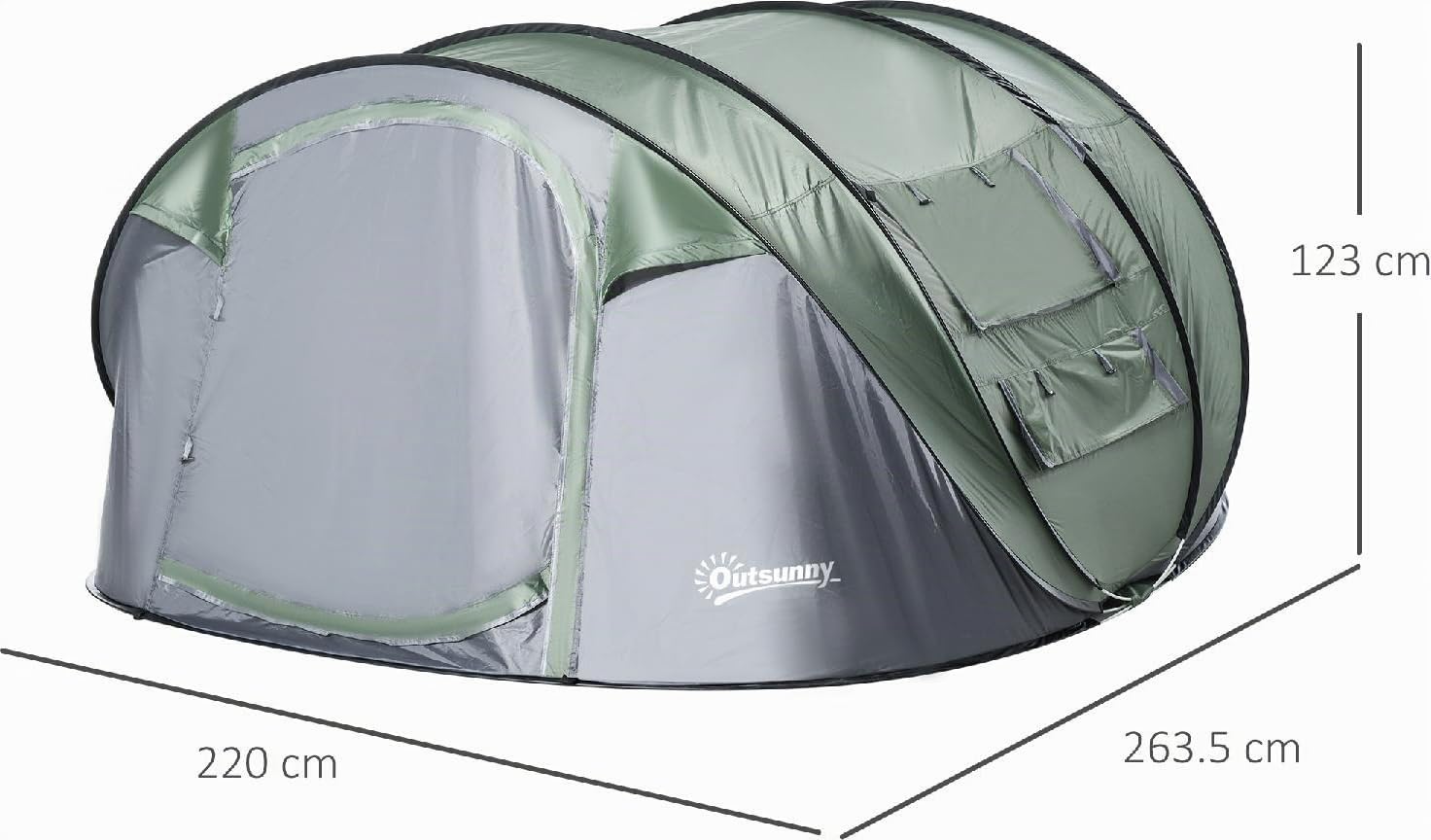 Tenda Campeggio 4 Posti 5 Posti Pop Up Impermeabile 2 Porte e 4 Finestre