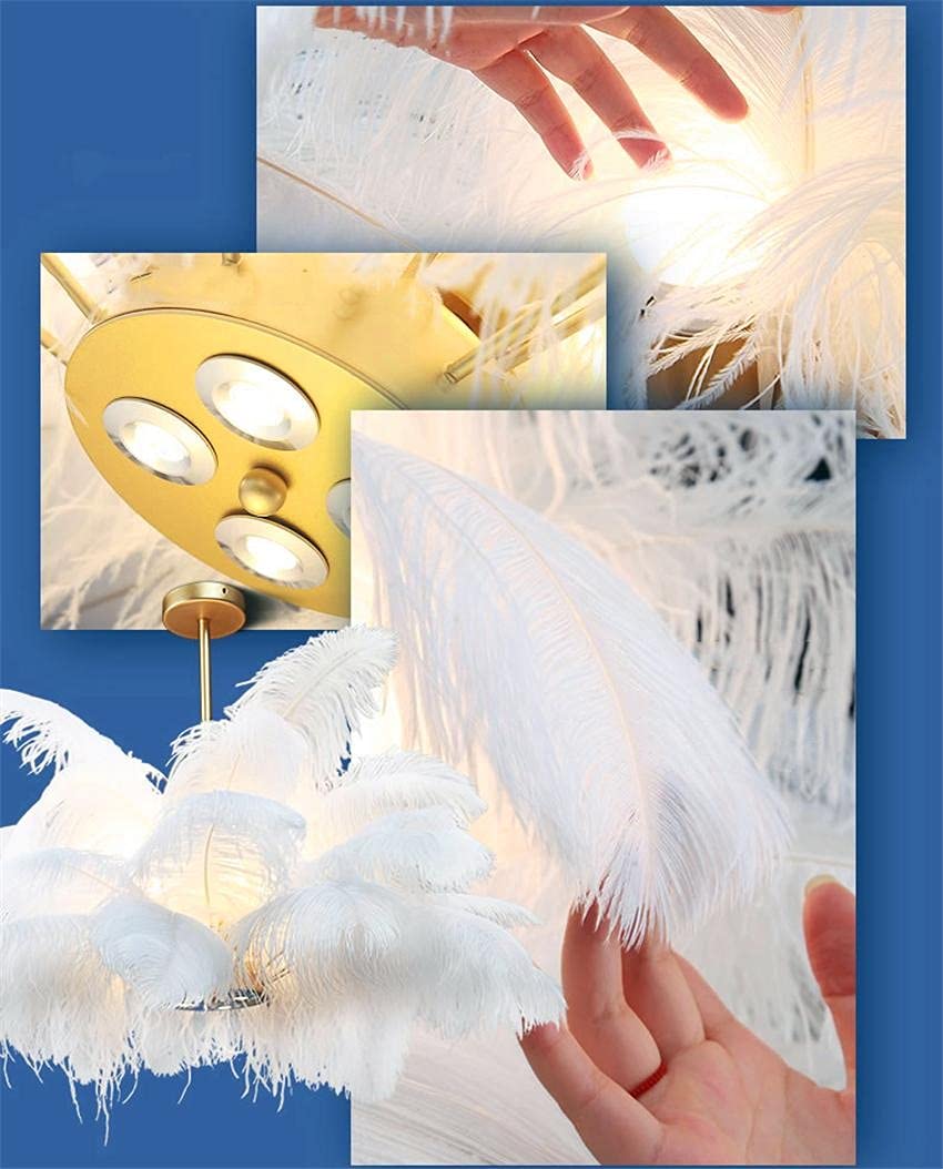 Luces colgantes LED de plumas, decoración moderna, lámpara colgante de plumas de diámetro 80cm, lámpara de sala de estar para dormitorio, luz interior, lámpara de pared moderna Comfortable anniversary