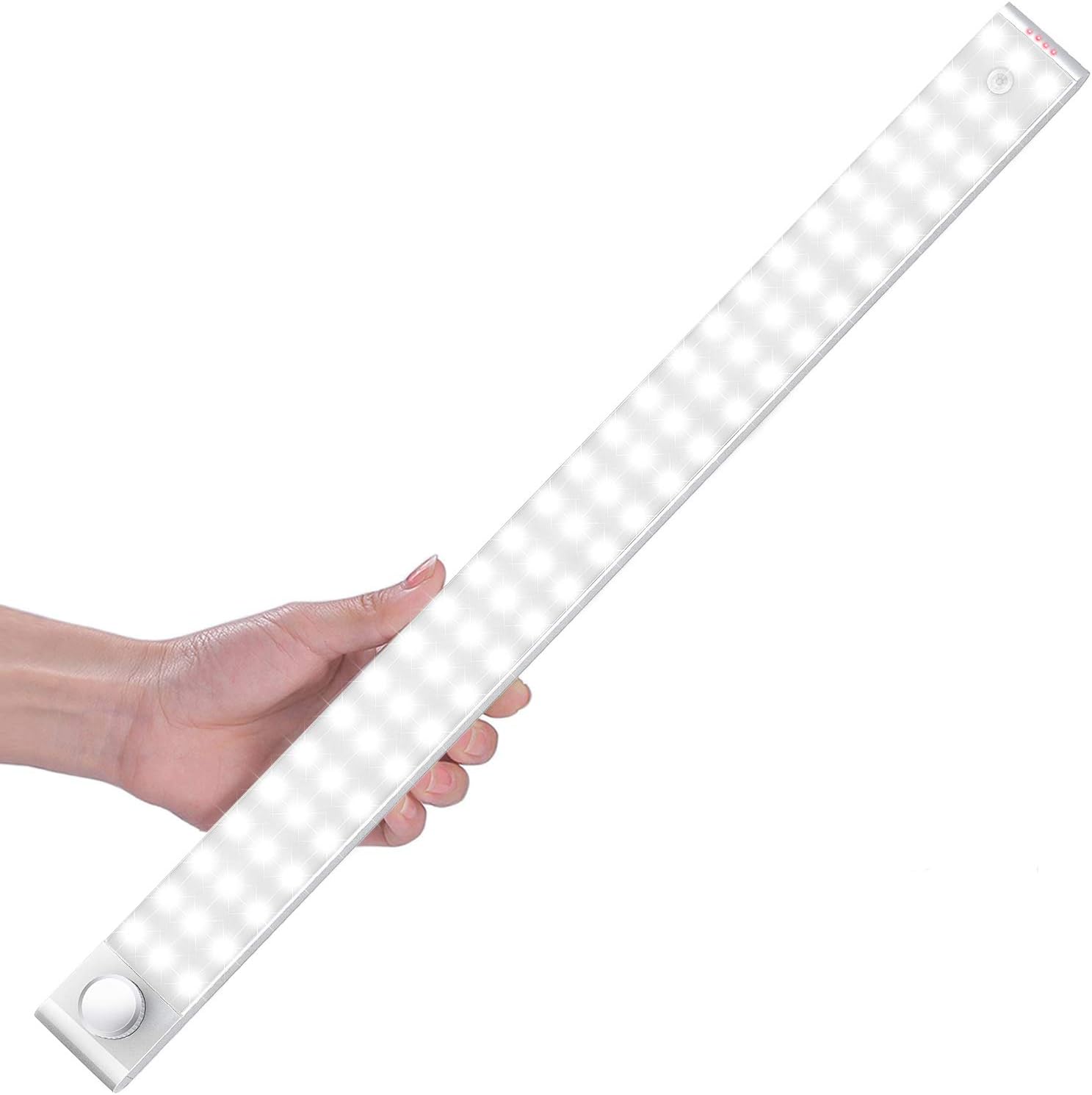 Upgraded 78 LED Closet Light, Rechargeable Dimmable Motion Sensor Closet Light Wireless Under Cabinet Night Light with 3200mAhLarge Battery for Cabinet,Wardrobe,Kitchen,Hallway (2 Sensor Modes)