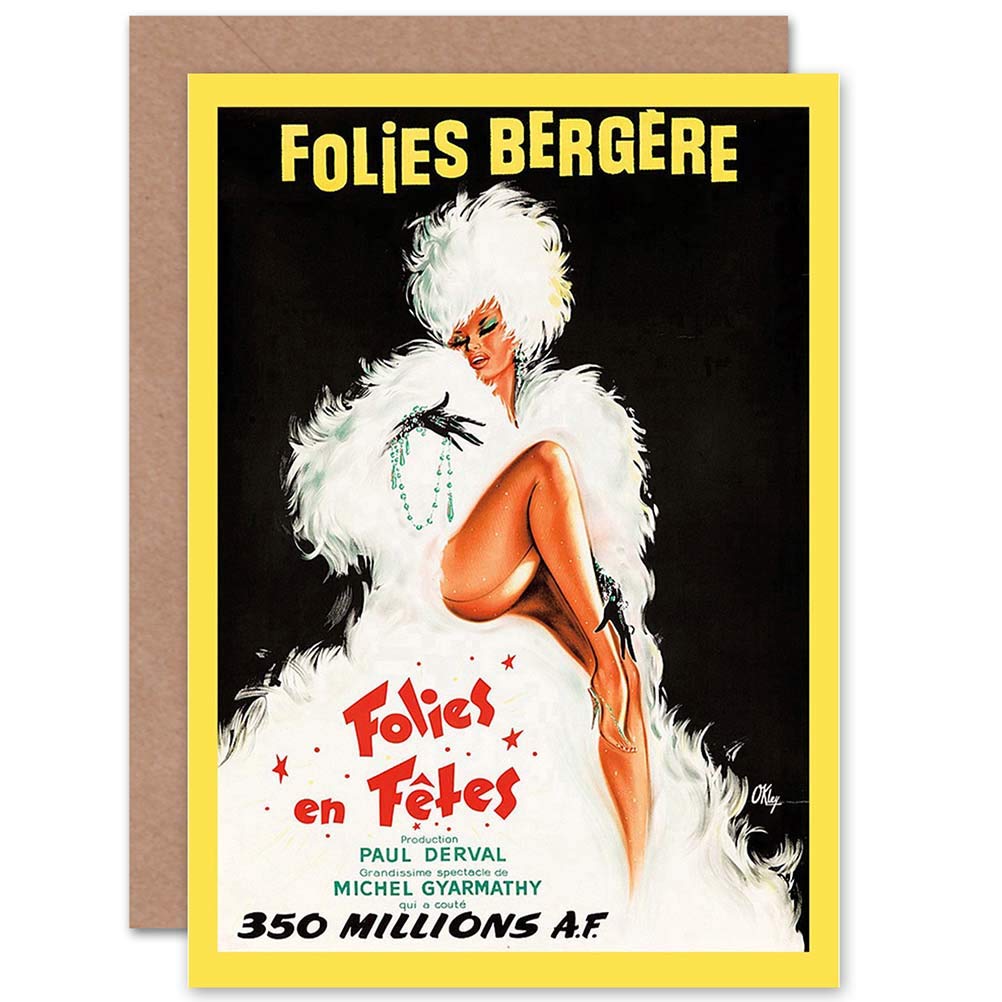 Wee Blue Coo Blue Wee Coo Ad Theatre Cabaret Folies Bergere Dancer Showgirl Paris Greetings Card