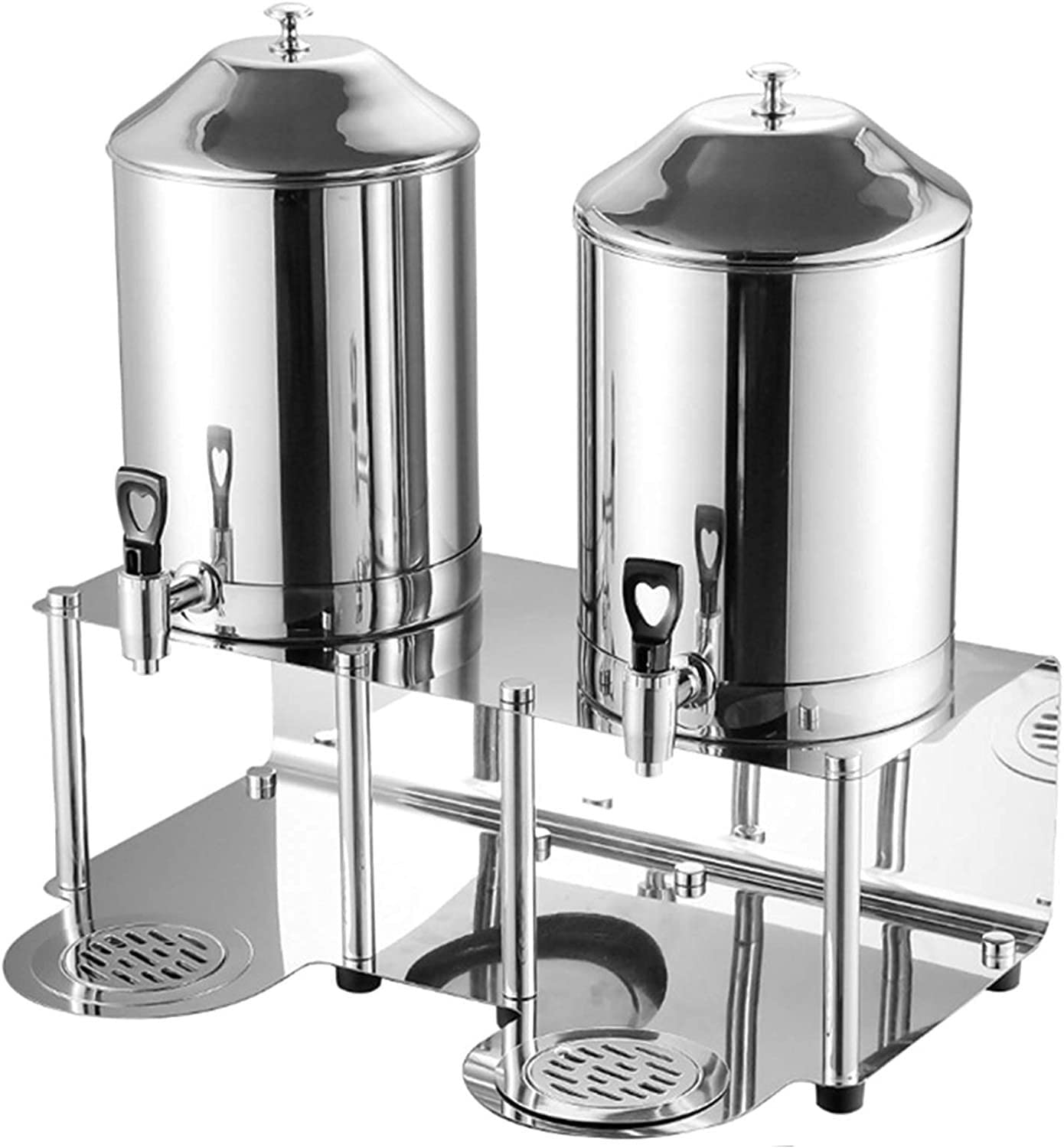 HCZKIUJY Stainless Steel Beverage Dispenser With Dual Container, 16L Hot And Cold Beverage Juice Dispenser, With Drainage Tray (Stainless Steel)