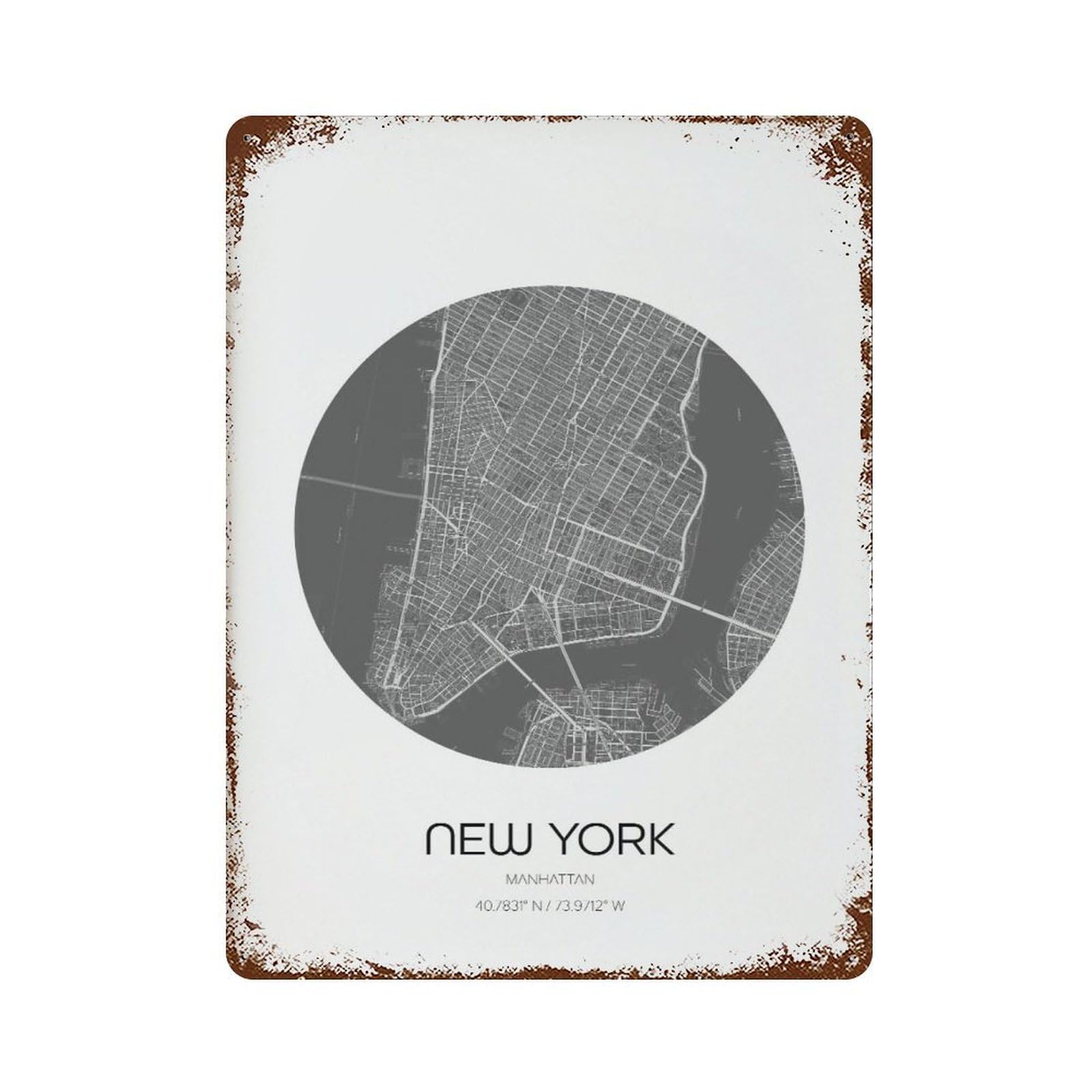 xiaoxiaoshen New York City Map Modern Wall Decor Art Metal Tin Poster Modern Home Decor Art Home Bar Shop Decorations Vintage Sign 40x30cm