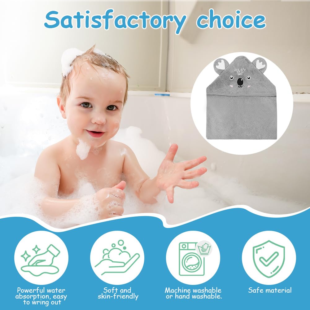 Aolso Accappatoio Neonato, 80x80cm Asciugamani Con Cappuccio Per Bambini, Accappatoio Neonato con Cappuccio Extra Morbido e Super Assorbente per Neonati e Bambini 0-3 Anni-Koala