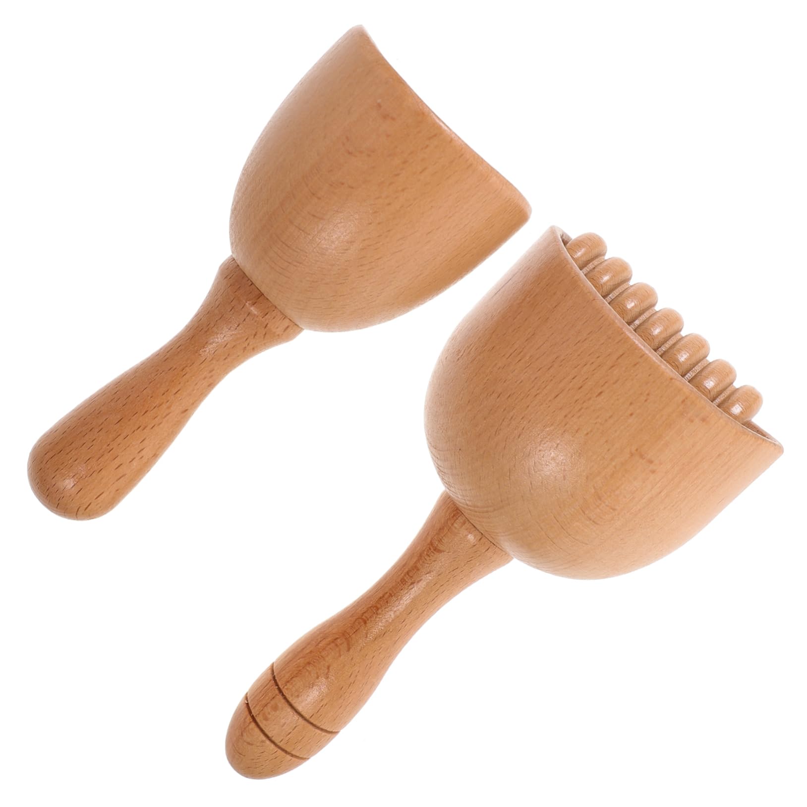 ORFOFE Juego de 2 Tazas de Masaje de Mano Rodillo, Masajeador Muscular Corporal Portátil, Madera Natural, Pequeño Tamaño, para Aliviar Fatiga, Mejorar Circulación y Relajación en Casa,