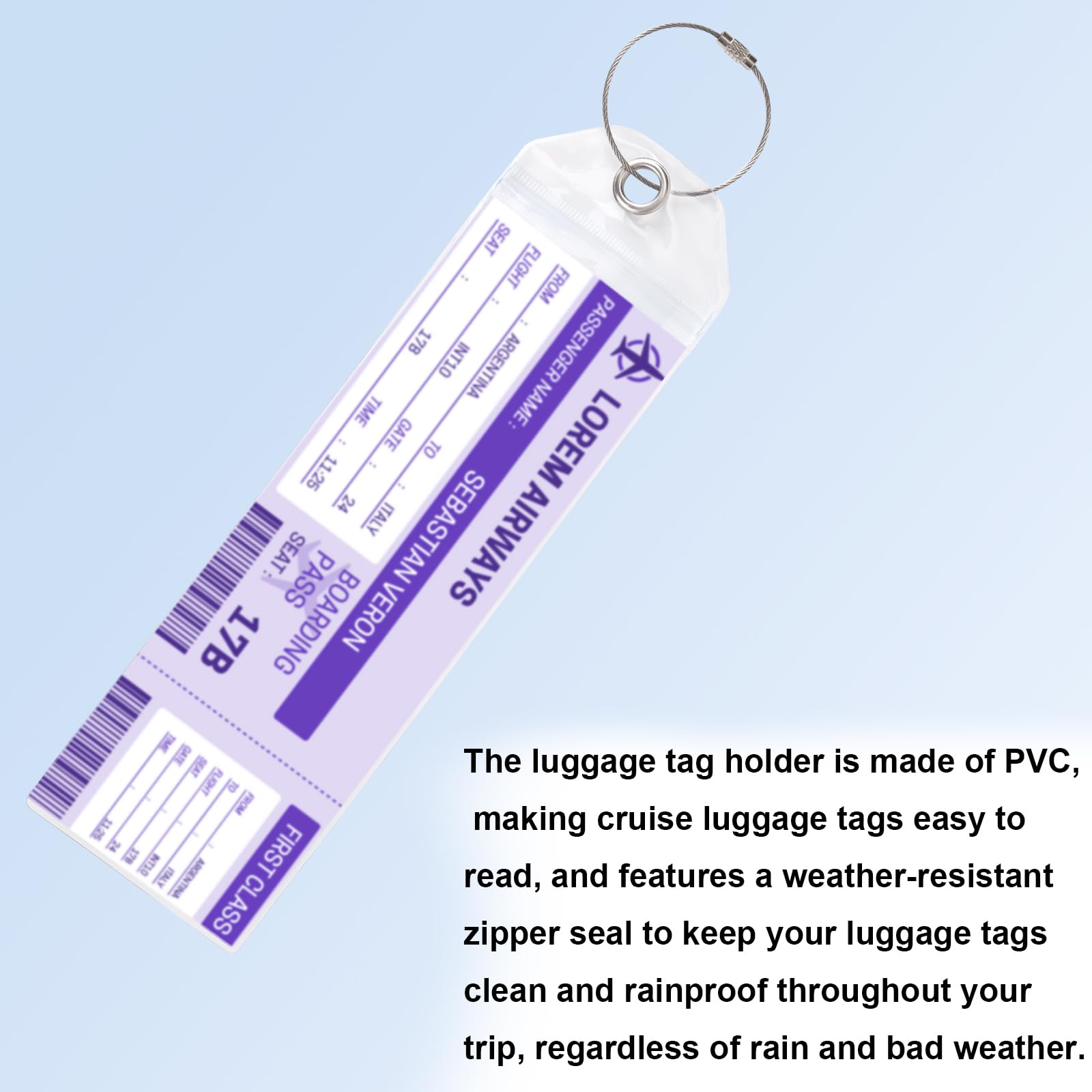 lasuroa 8szt DCL Cruise Luggage Tag Holder z Metalowymi Pętlami, Przezroczysty Wodoodporny Uchwyt na Etykietę Walizki z Zamknięciem na Suwak Pasuje do Fantasy Magic Wish Treasure Adventure Ships