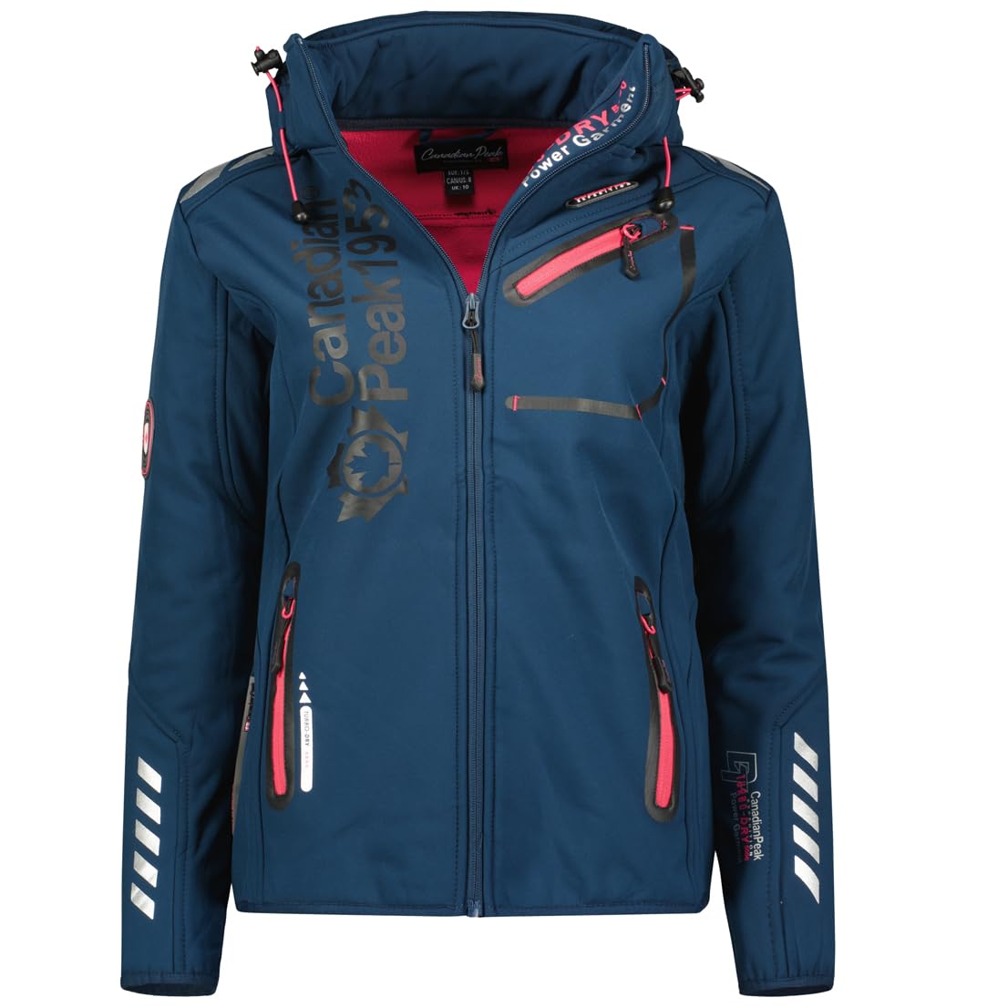Canadian Peak Reineak Lady - Veste Femme Softshell Capuche Impermeable - Manteau Polaire Blouson Coupe Vent Resistant Travail - Vetement Randonnee Ski Automne Hiver Printemps