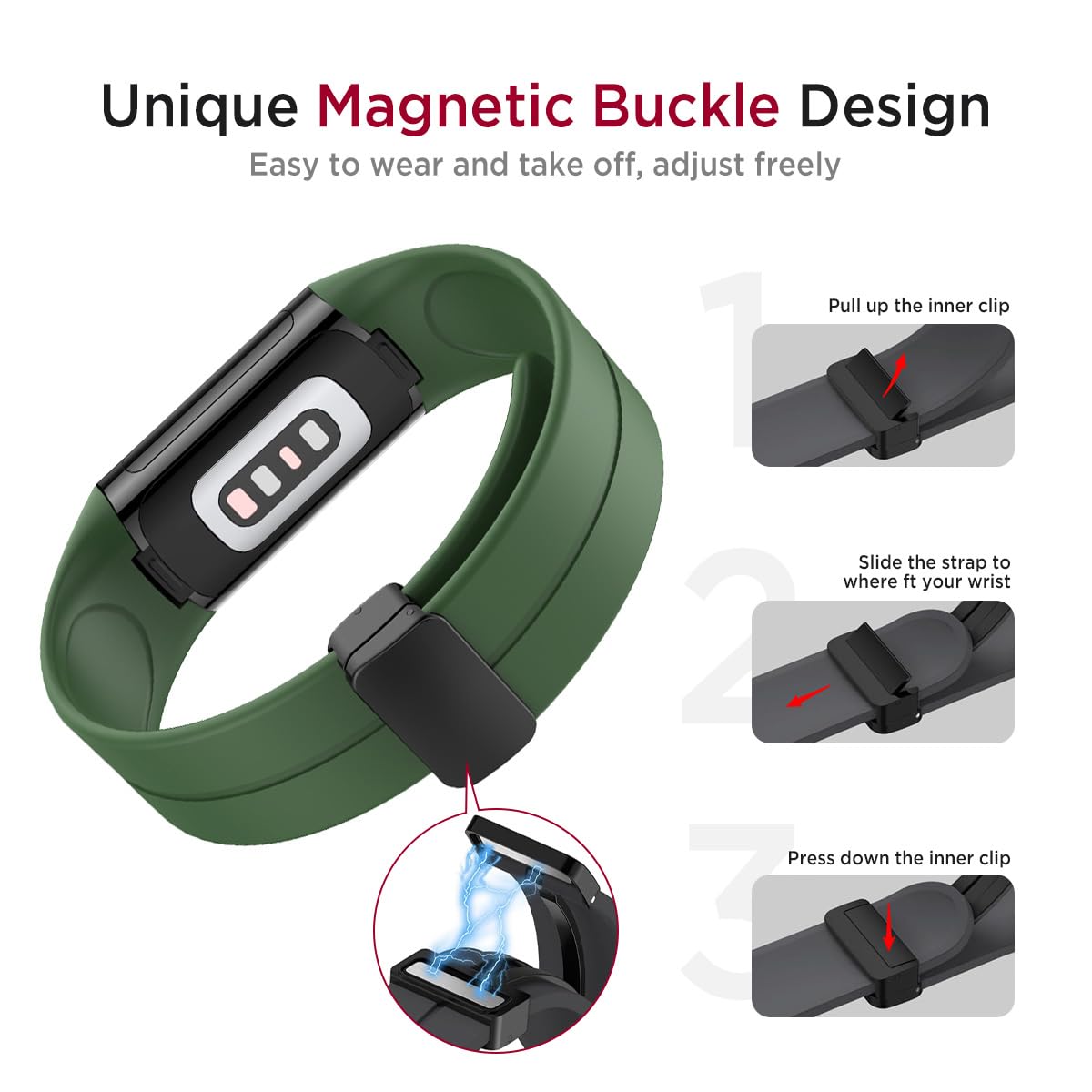 Miimall Magnetic Strap for Fitbit Charge 6 /Fitbit Charge 5 Strap - Image 2