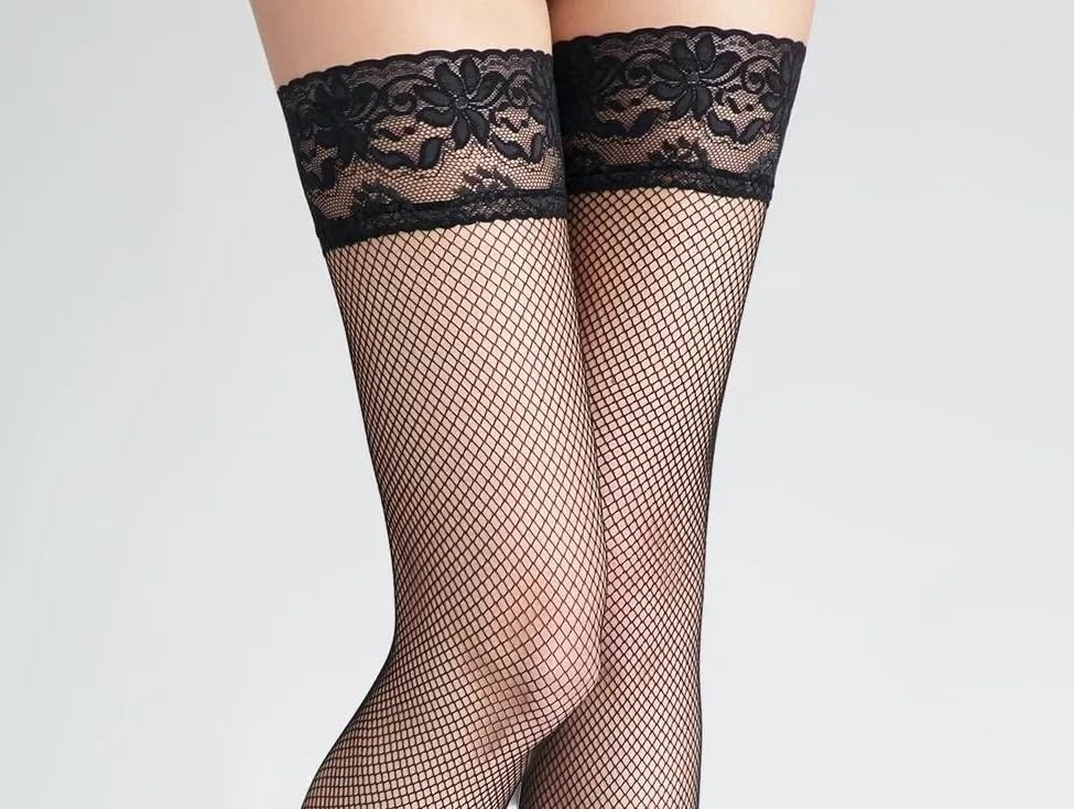 Image of MARILYN Erotic Lace Silicone Band Hold-ups Thigh Highs
