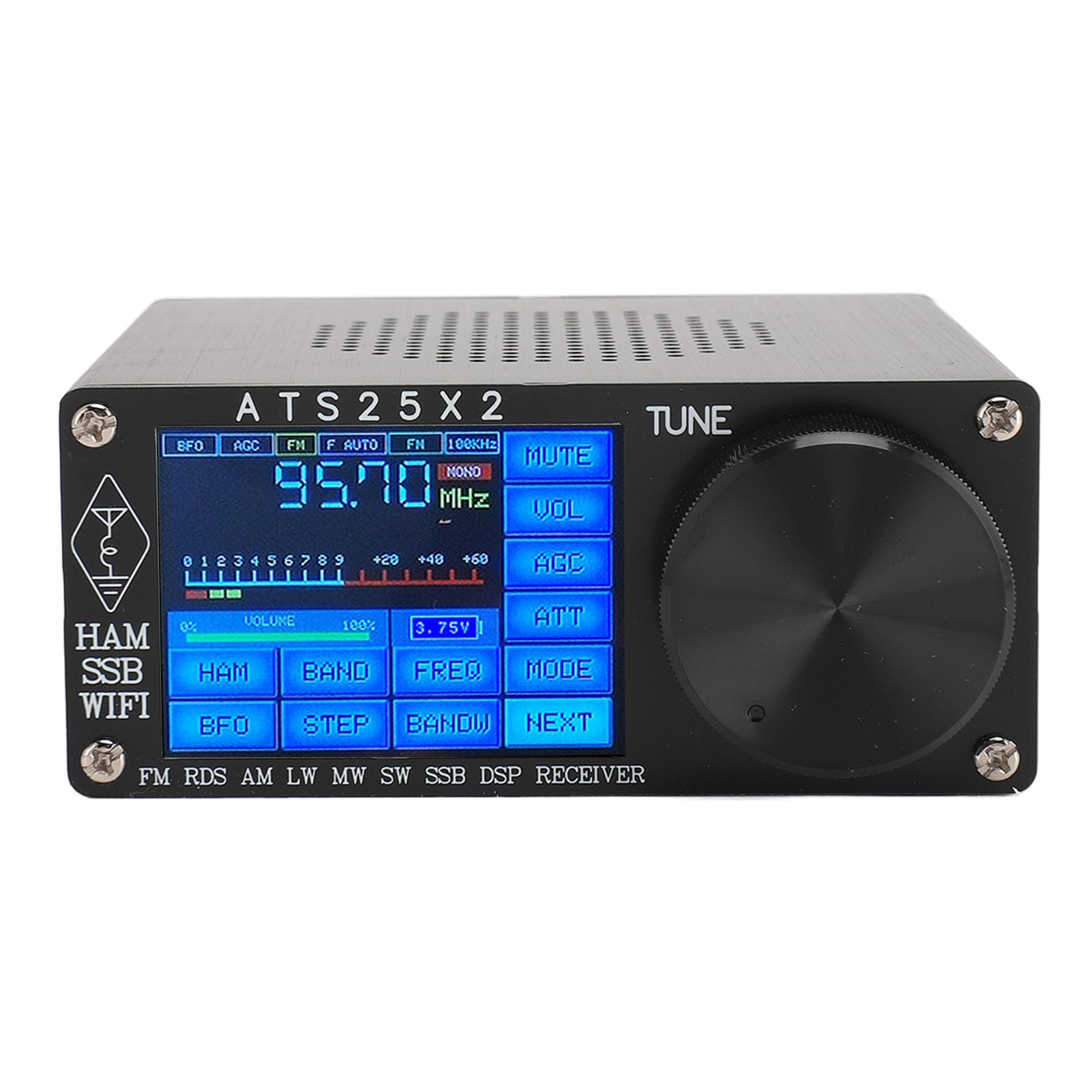 Portable Shortwave Radio Receiver, FM AM MW SW LW SSB Global Band Receiver, 2.4 Inch Color Touchscreen，2000mAh Battery for ATS25X2 Si4732 Outdoor Camping Home