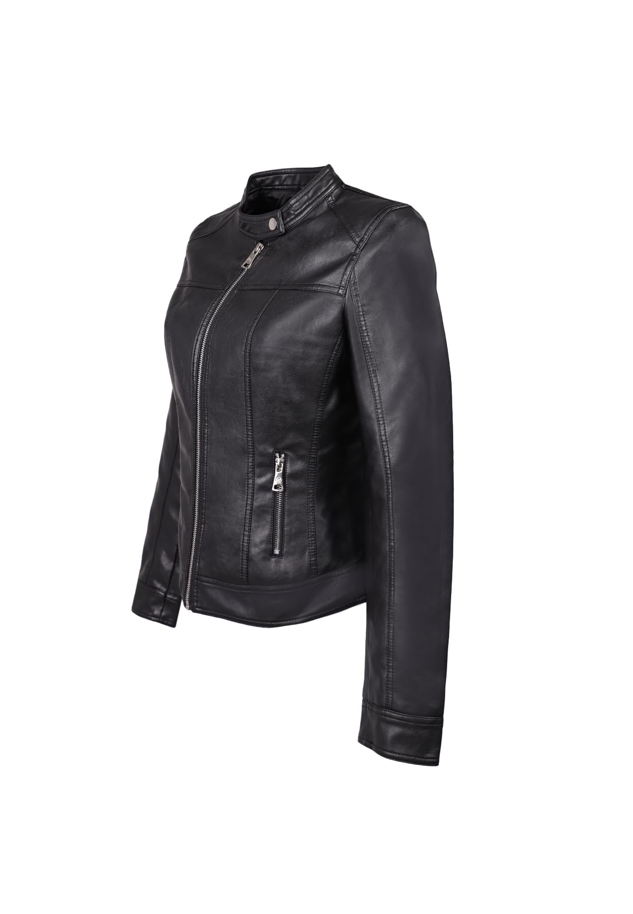 QUEEN HELENA Giacca di Pelle Giubbino Corto Giacchetta Biker Leggera con Zip Casual Donna Y4002