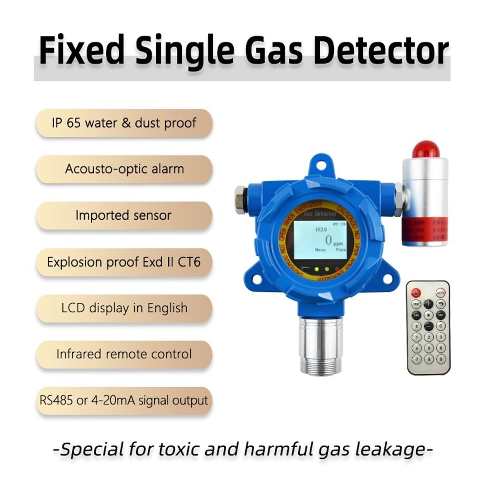 Détecteur de gaz H2S Fixe antidéflagrant de qualité Industrielle