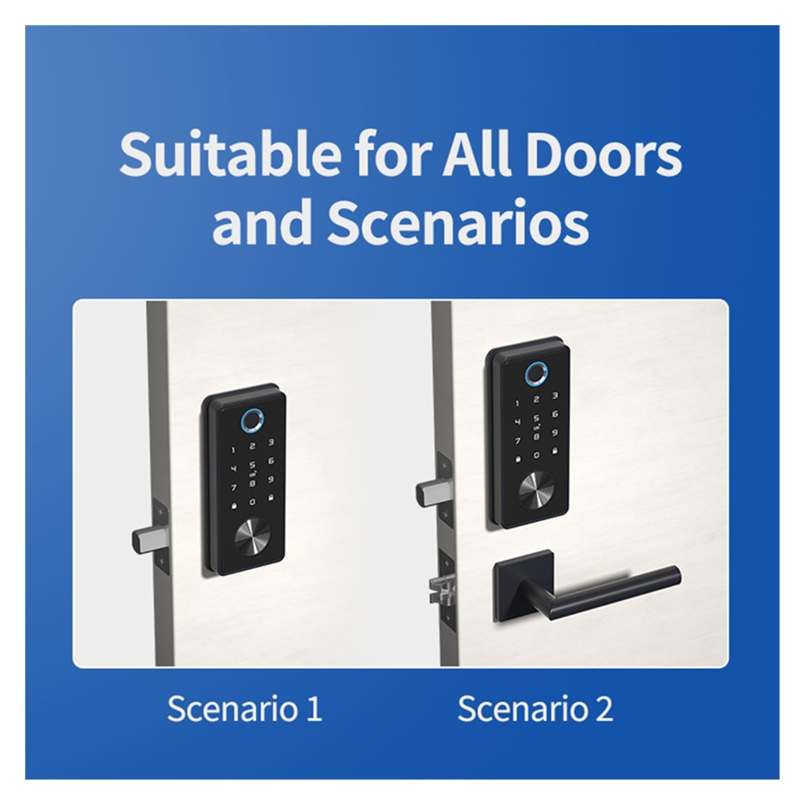 Serratura Smart, Black TT Lock Deadbolt TTlock APP Door Lock Smart Card Electronic For Security Mortise Smart Home(T1 and G2 Gateway)