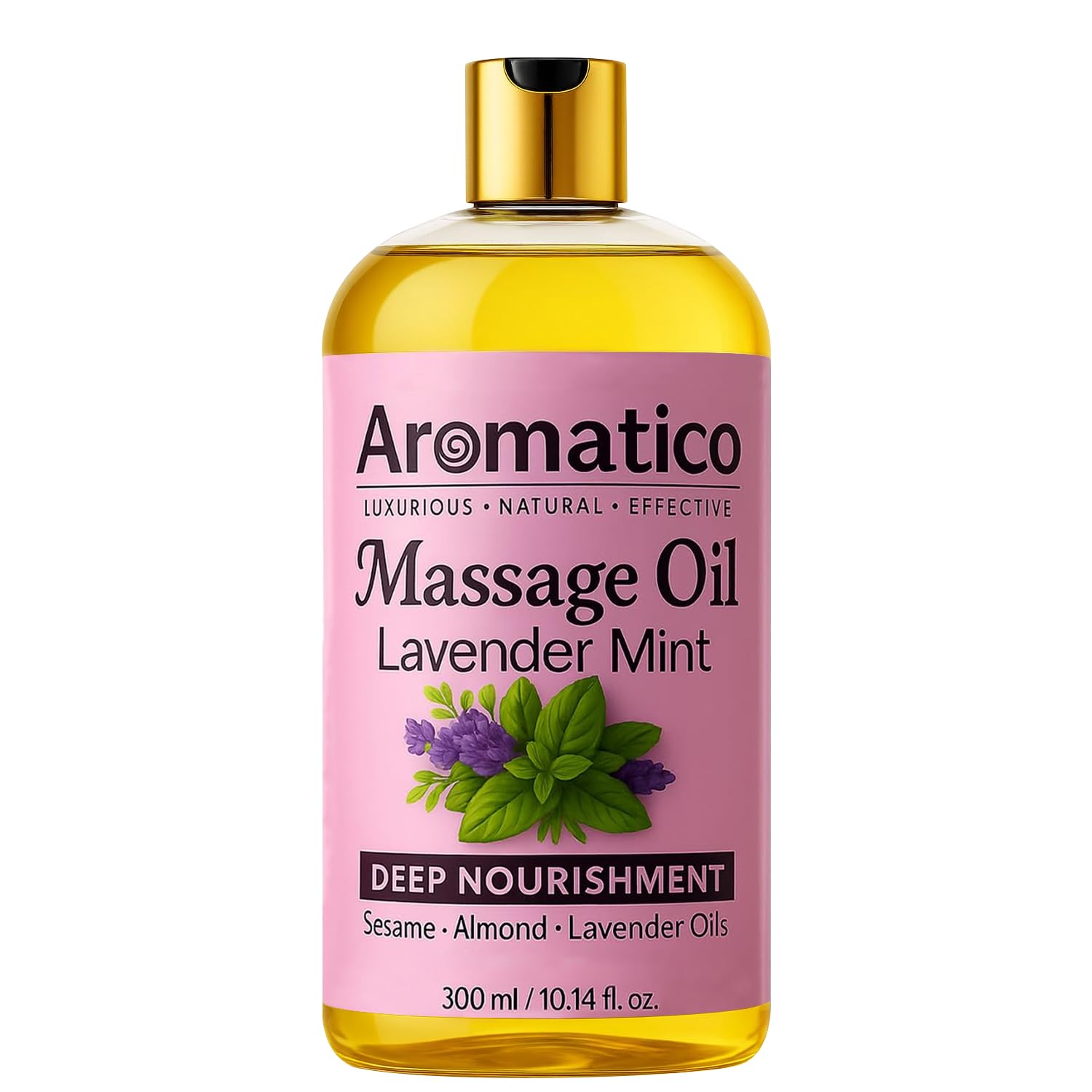 AROMATICO Lavender Mint Massage Oil. Seductive, Sensual Oil for Date Nights -300ml. Intimate, Romantic Massage Oil for Couples. Non-sticky Formula, Natural Ingredients