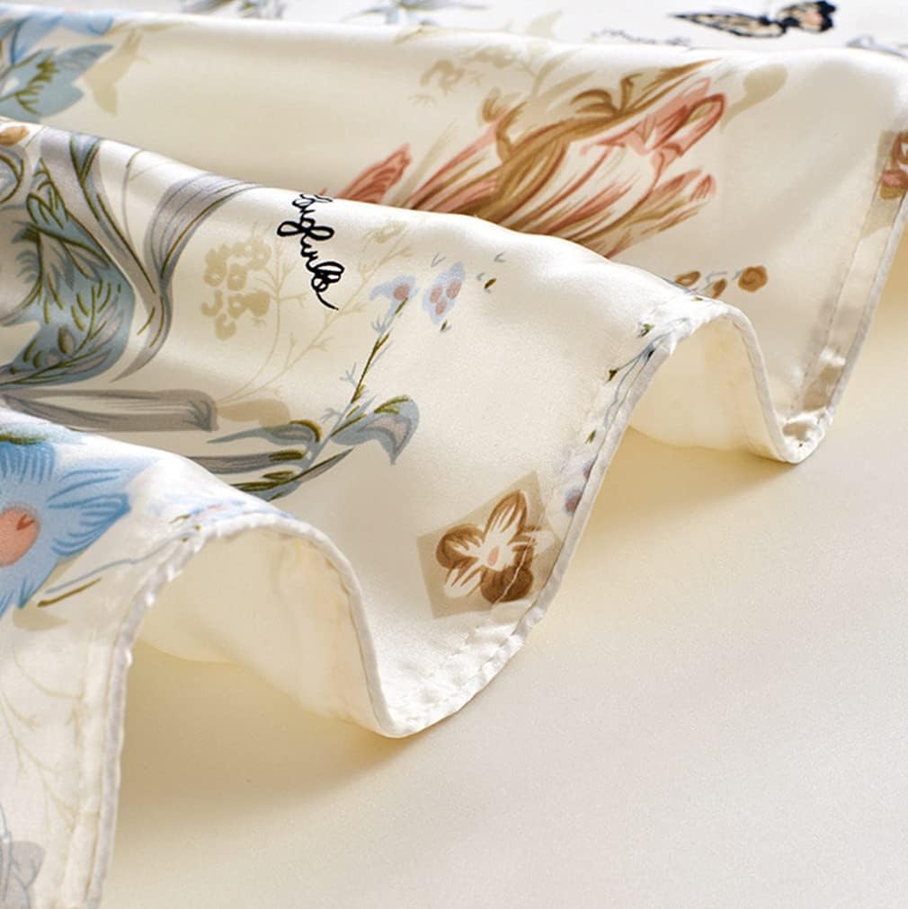 MAXFEEL 1pc Silk Duvet Cover, Quilt Cover, Comforter Cover,Silk Bedding 100% 16.5mm Printed Mulberry Silk,Charmuse Silk, Queen Cal.King Full King Twin#2103 (Cal King)