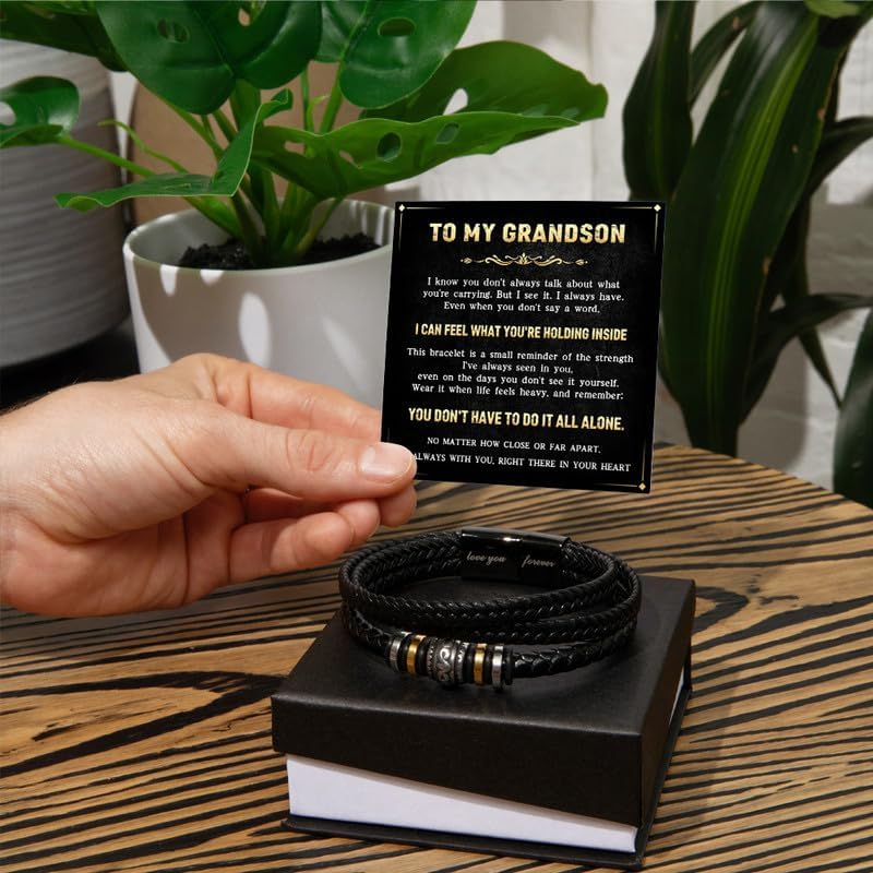 To My Grandson Bracelet From Grandma And Grandpa, Love You Forever Bracelet From Grandparents, Inspirational Birthday Graduation Christmas Wedding Gift For Grandson