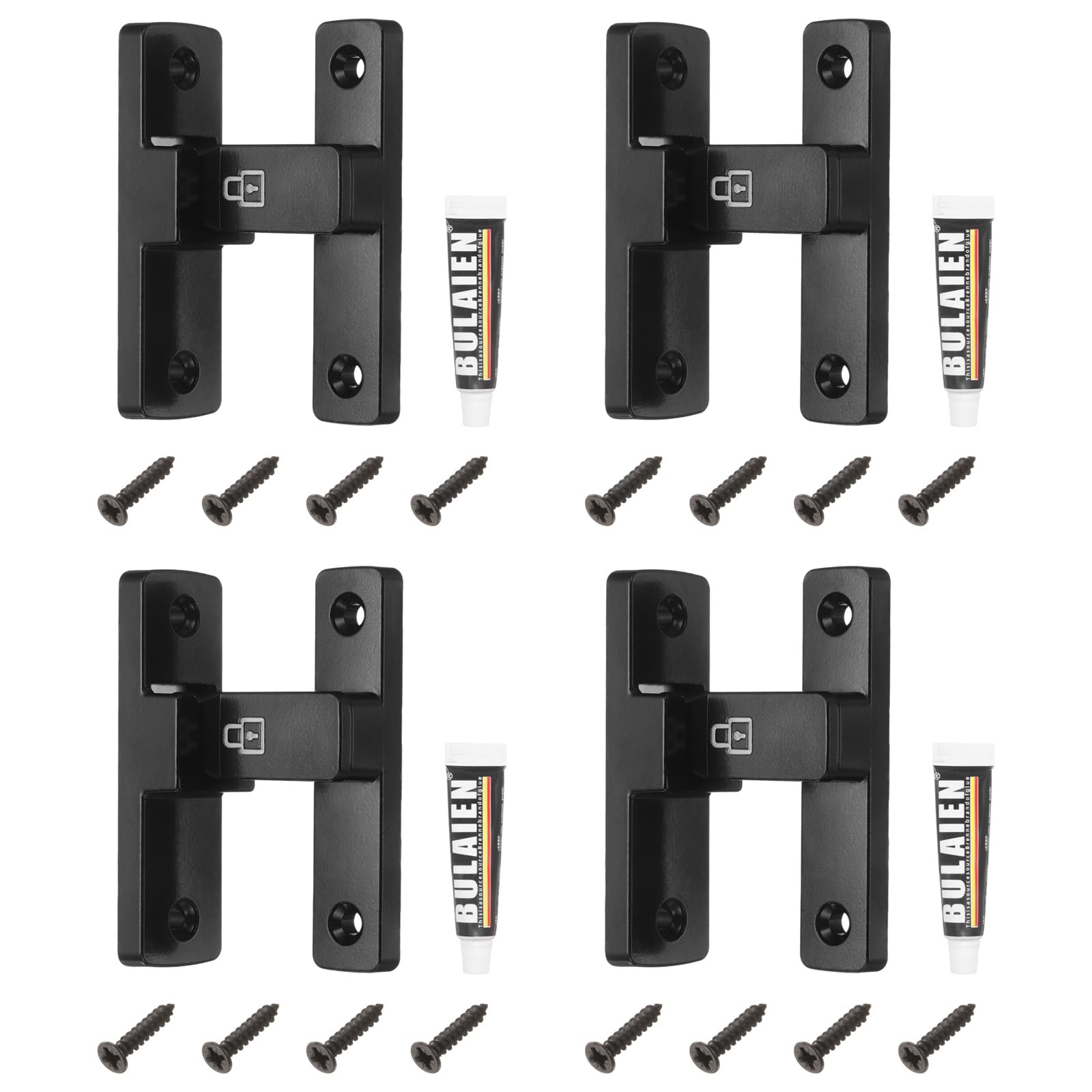 Loquet de porte coulissante 90° en zinc noir phospho pour grange