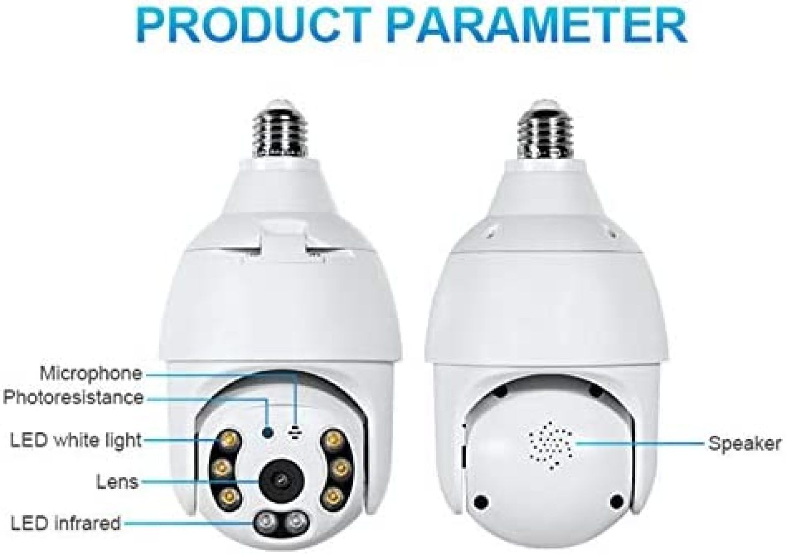 Telecamera con lampadina WiFi E27, lampada per telecamera di sicurezza PTZ Tuya Smart Life da 3 MP con visione notturna a piena luce, conversazione bidirezionale, monitoraggio automatico, vi