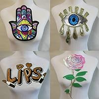Algopix Similar Product 5 - Sequin Embroidered Hand Eye Rose Patch