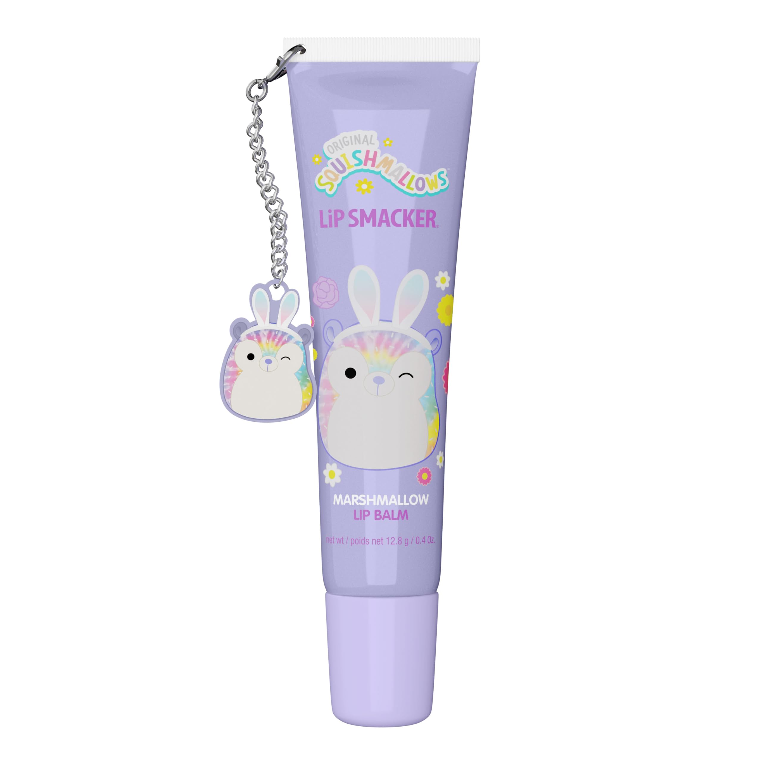Lip Smacker Squishmallows Lip Balm, Marshmallow (Babette), Limited Edition Easter Basket Stuffer, Flavored & Scented Lip Balm with Charm, Collectible Spring Gift