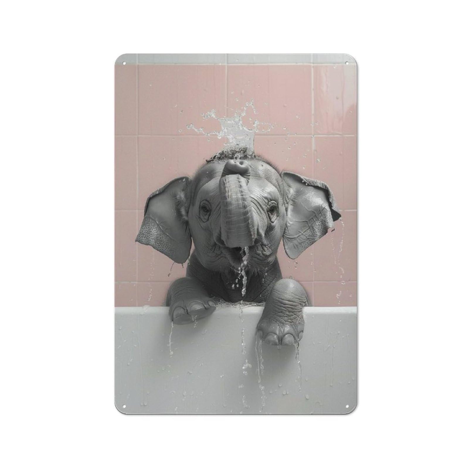 Junmoney Elephant In Bathroom Tin Sign 30X20cm For Living Room Wall, Retro Wall Decor, A Decorative Metal Sign For Living Rooms And Feature Walls