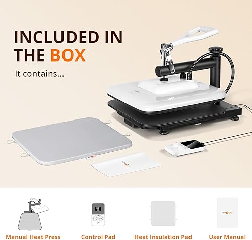 Miniatura 9 de HTVRONT Máquina de prensa de calor para camisetas  Máquina de prensa de camisas oscilante de 15 x 15 pulgadas  Prensa de calor profesional para