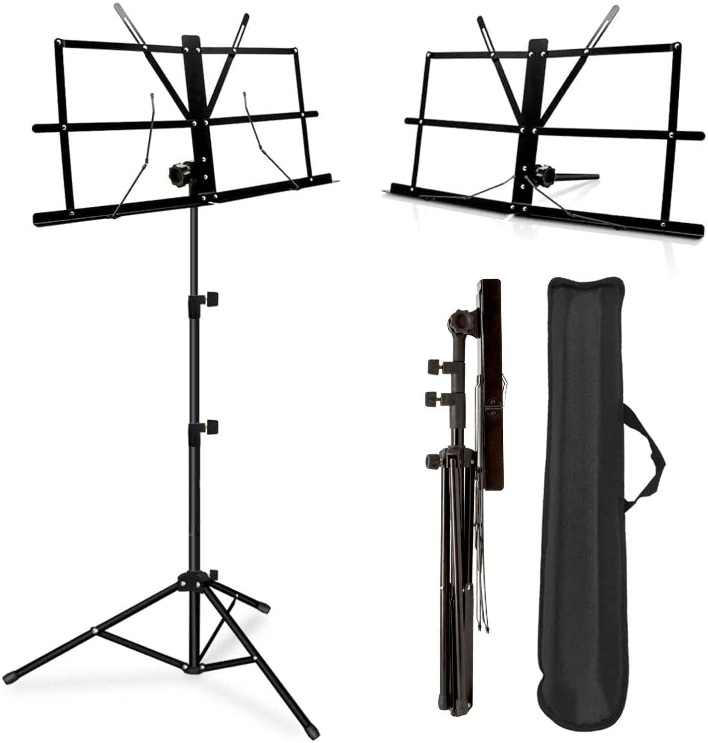 IMAGINEA Folding Music Stand with Bag – Adjustable Height, Metal Music Stand for Practice & Performance