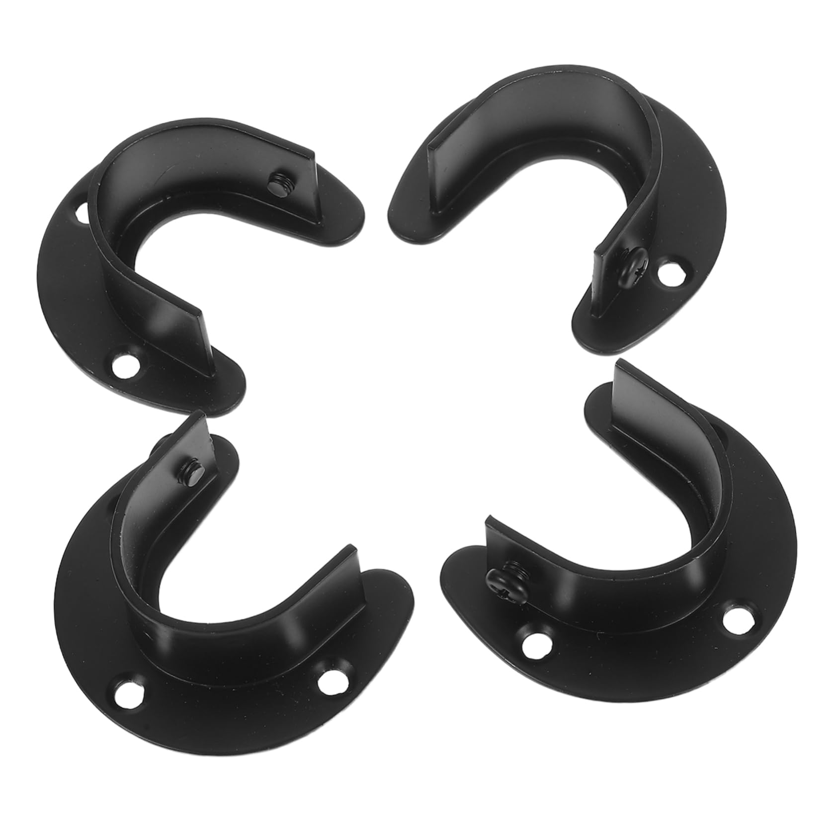 PRETYZOOM 4pcs Dowel Rod Holder Closet Brackets Closet Flange Stainless Steel Wardrobe Rod Holder Black