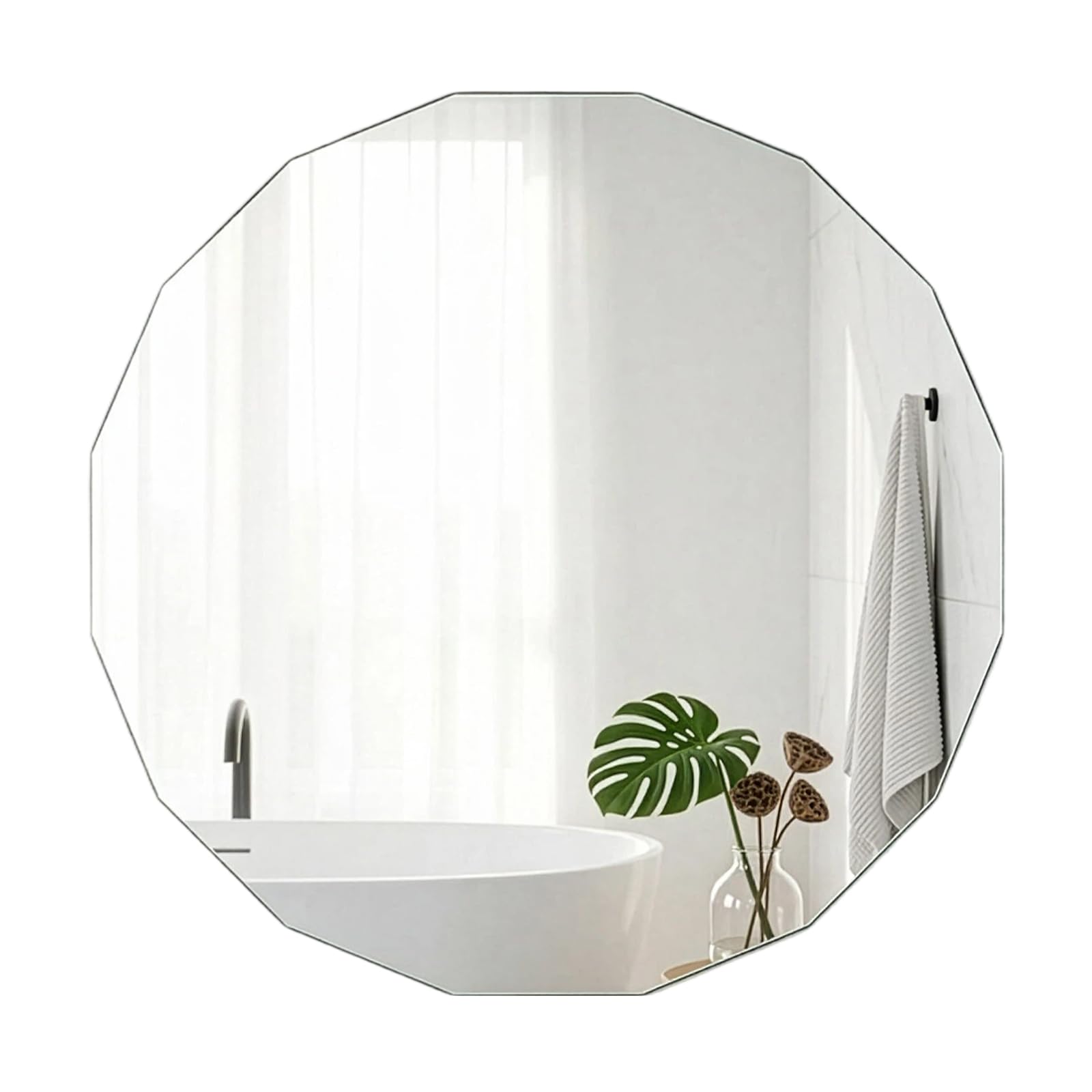 SUNNYNEST Geometric Wall Mirror Frameless Polygon Mirror 60cm, Modern Decorative Wall Mirror for Bathroom Bedroom Living Room Hallway, Crystal Clear Reflection Wall Mounted Mirror (60 × 60 cm)