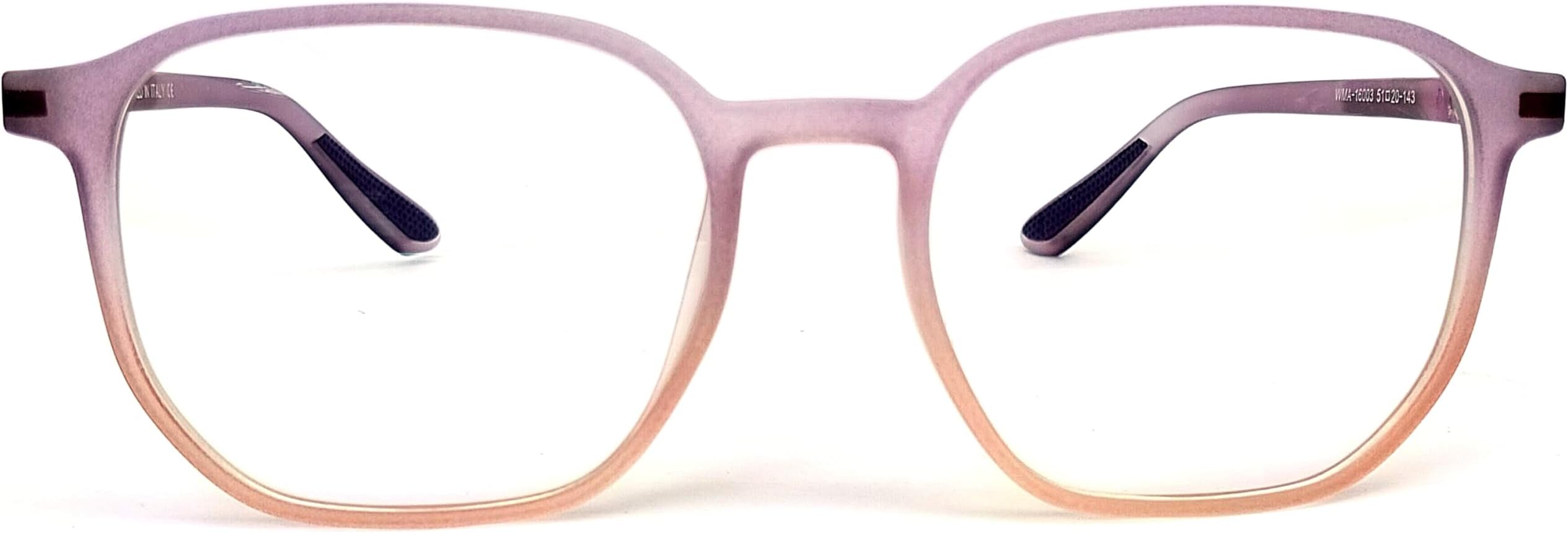 UV Protected Clear Trendy Arm Shine Zero Power Full Rectangular Unisex Optical Frame | Bluecut & Antiglare Computer Eyeglasses | For Men and Women | L16