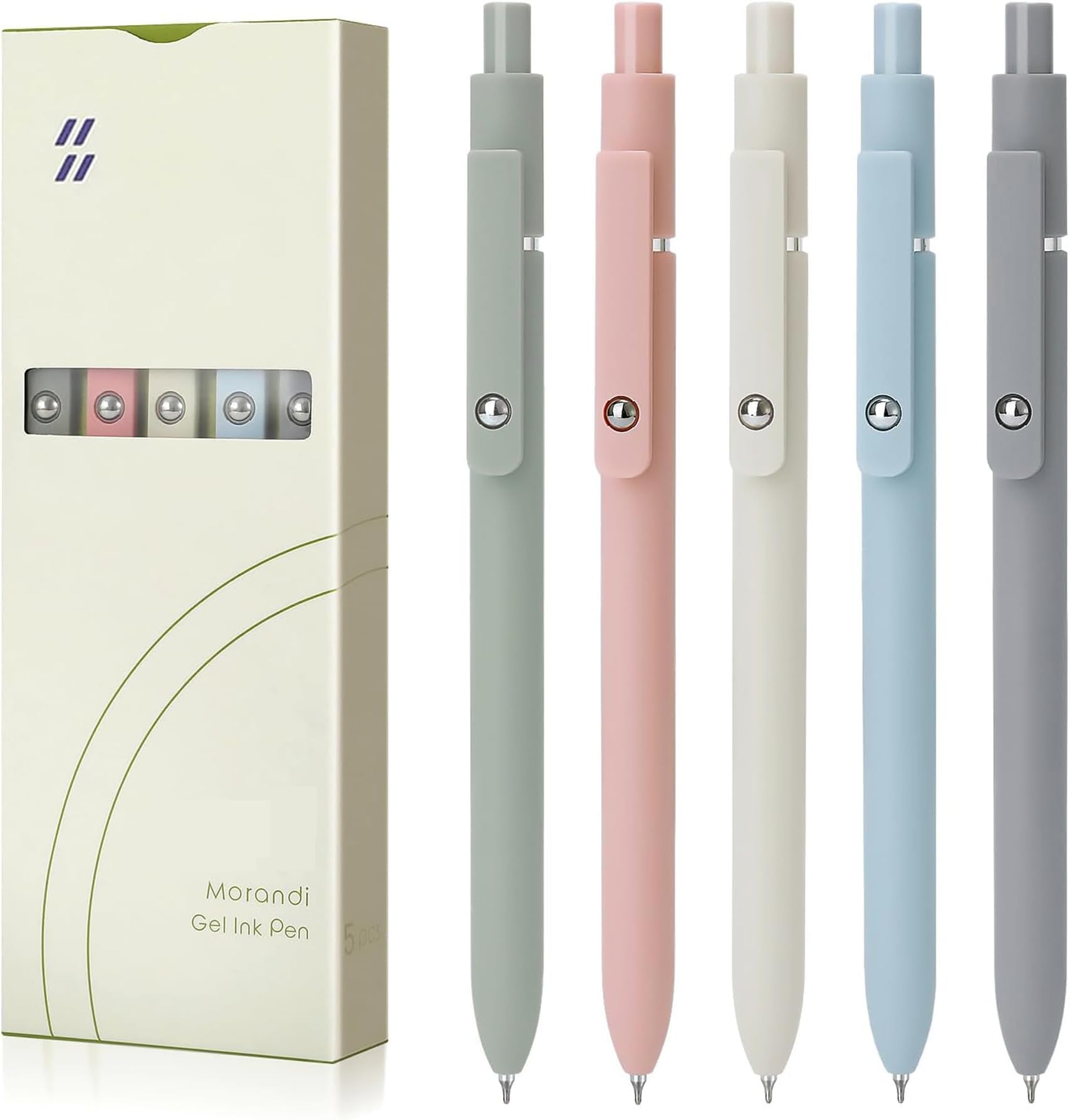 KANGSIT Gel Pens Black, 5Pcs 0.5mm Black Ink Fine Point Smooth Writing