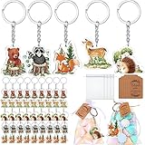 Wettarn 50set Baby Shower Favors Woodland Animal Baby Shower Party Favors Return Gifts Souvenirs for Guest Includes Keychains Thank You Tags and Organza Bags for Boy Girls Birthday Party Supplies