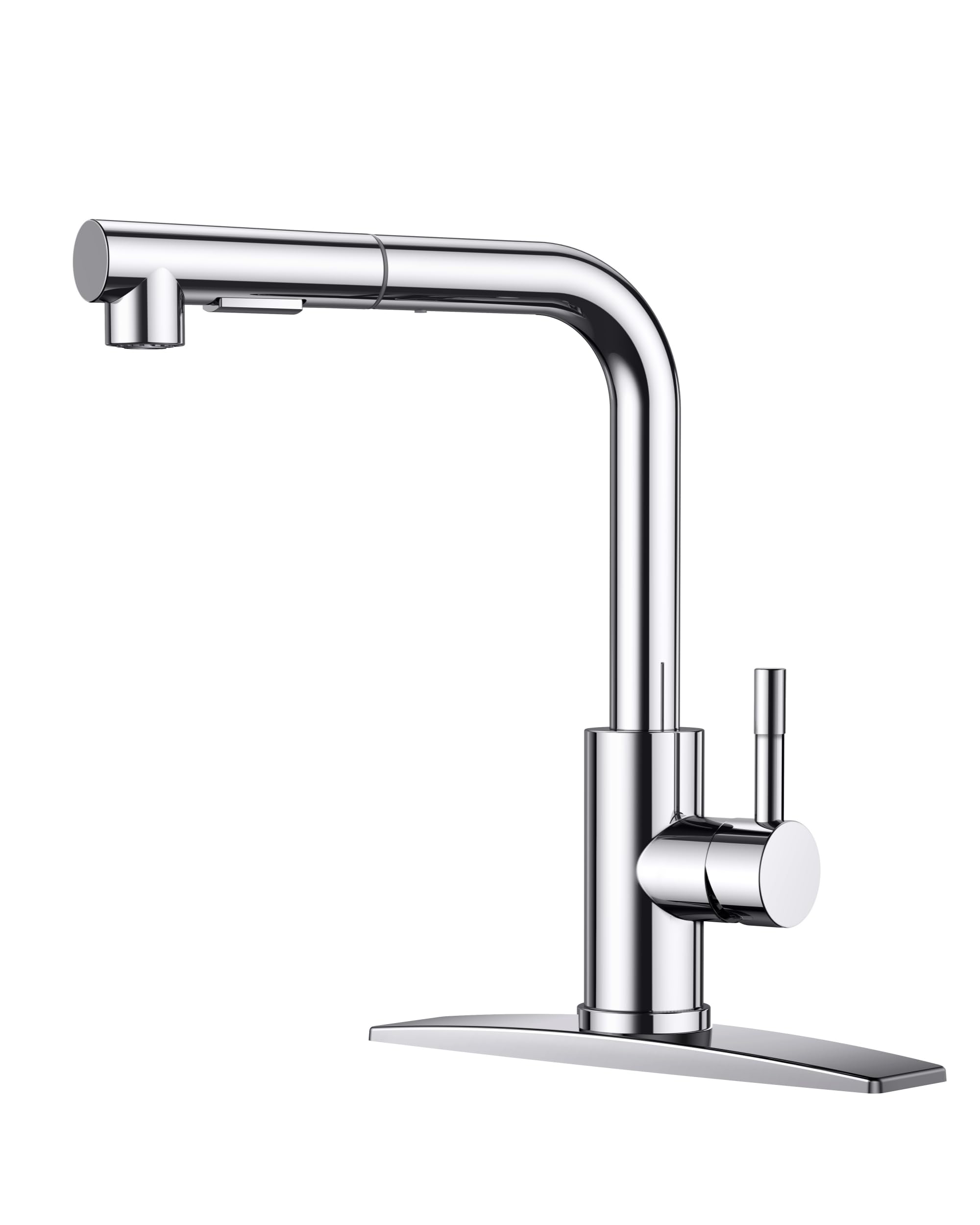 FORIOUS Kitchen Sink Faucet, with Pull Out Sprayer, Single Handle, Chrome
