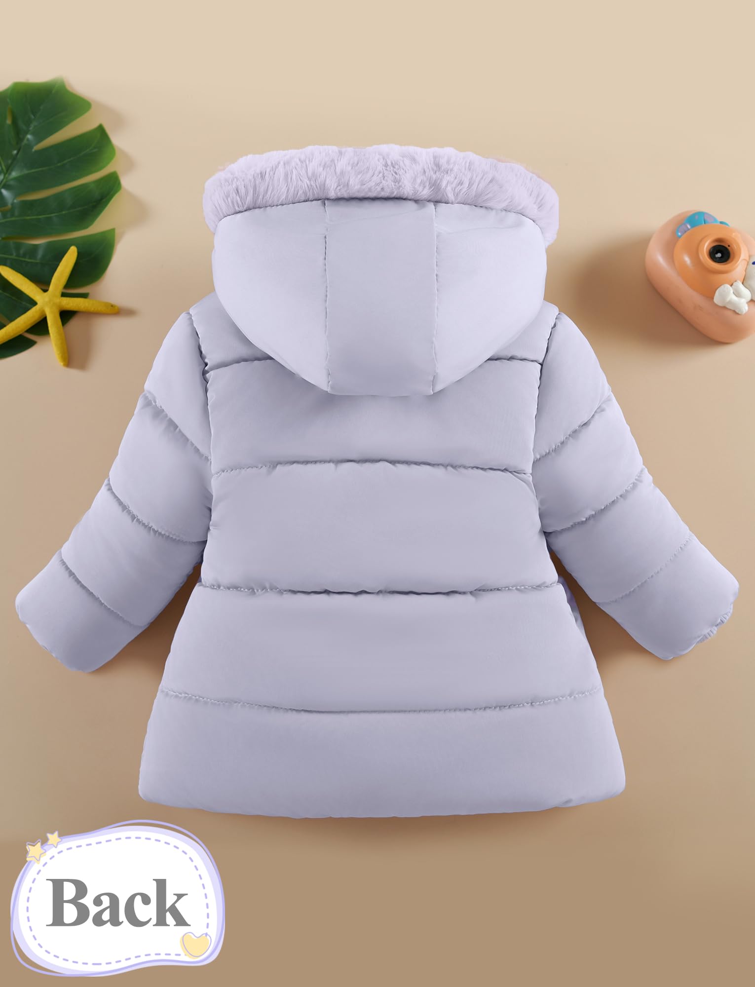 Happy Cherry Fille Doudoune Manteau à Capuche Fourrure Rembourré Blouson d'Hiver Manches Longues Chaud Veste de Neige Epaisse pour Enfant 1-5 Ans