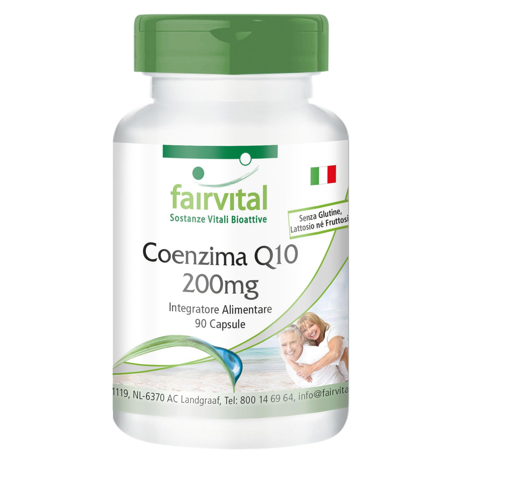 fairvital Coenzima Q10 200 mg, 90 capsule, ALTO DOSAGGIO, CoQ10 Ubichinone capsule, VEGANO