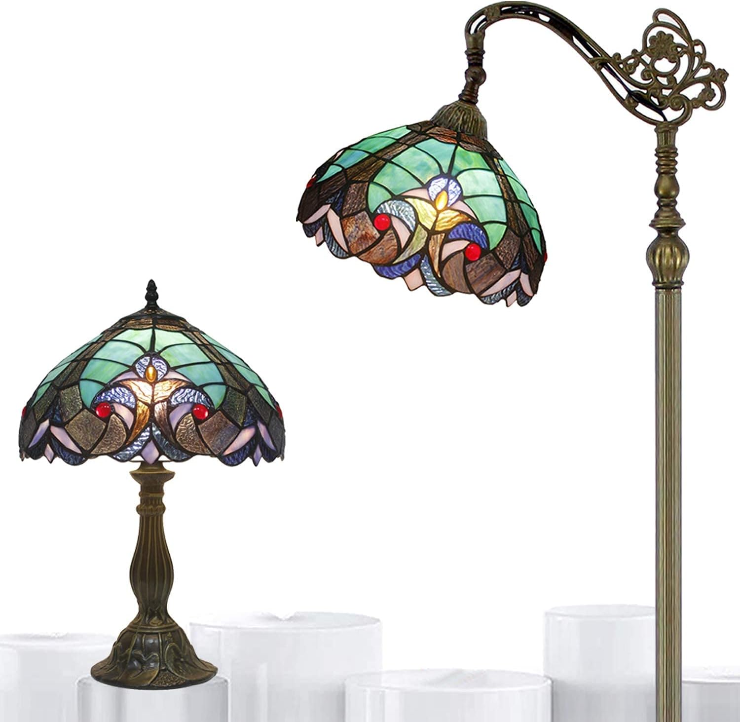 WERFACTORY Tiffany Lamp Series Stained Glass Style Lampshade Decorative Living Room Bedroom