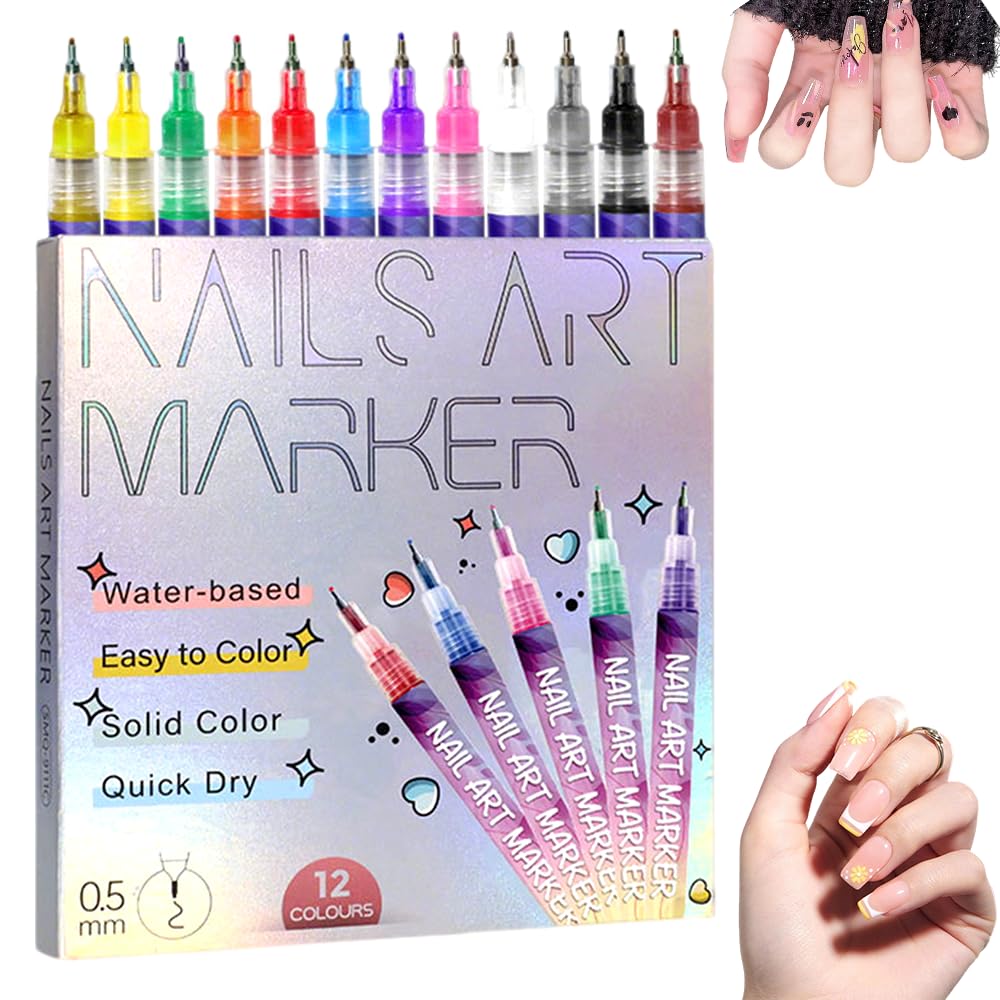 Nail Art Pens Set 12 Colors Nail Art Markers 2025 Quickly Dry Nail Polish Pens Drawing Painting Pen