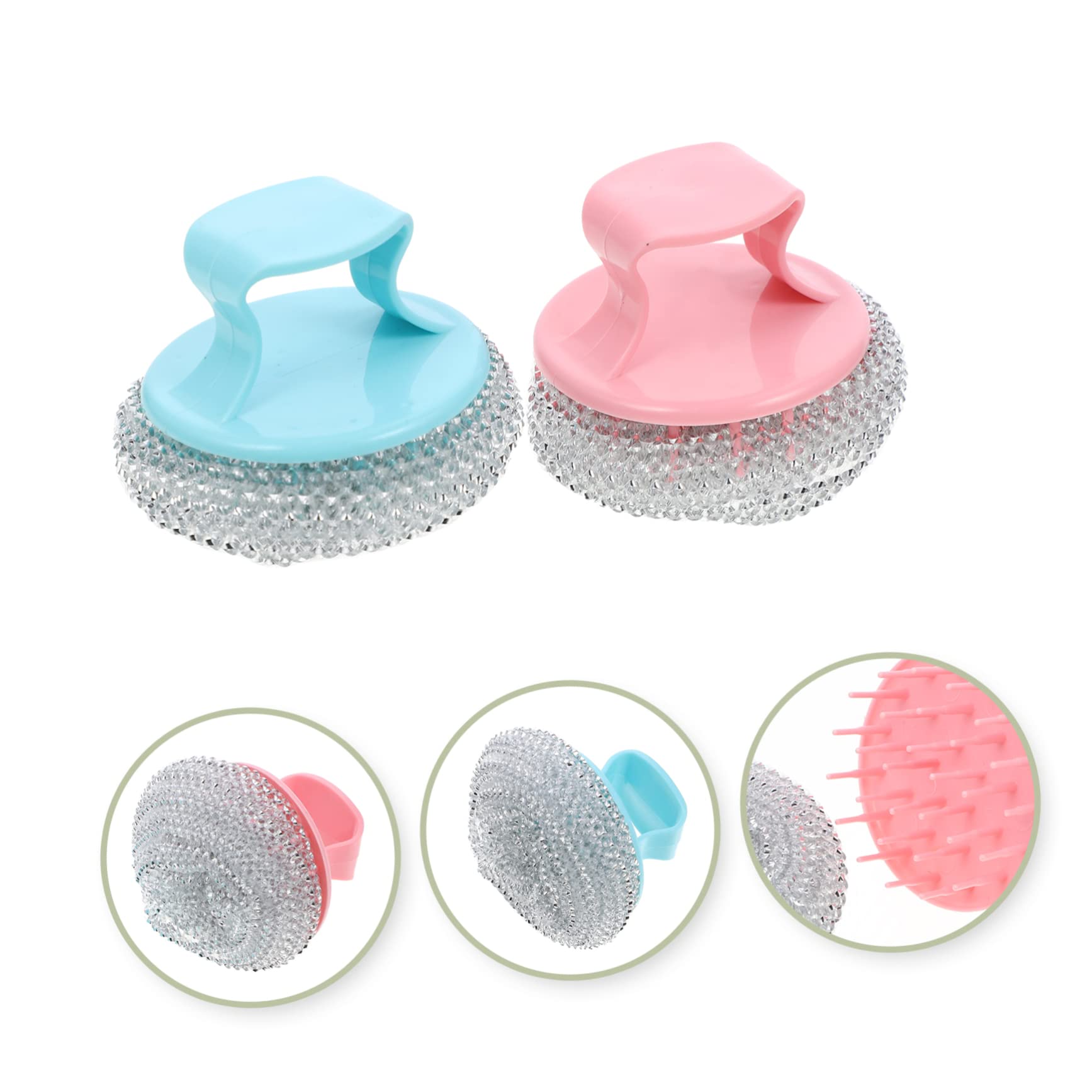 NOLITOY Handle Wire Brush for Kitchen Wire Scrubber Stainless Steel Scouring Pad Scrubber Random