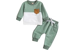 Toddler Easter Set Boys Long Sleeve Color Blocked Round Neck Hoodie Tops...