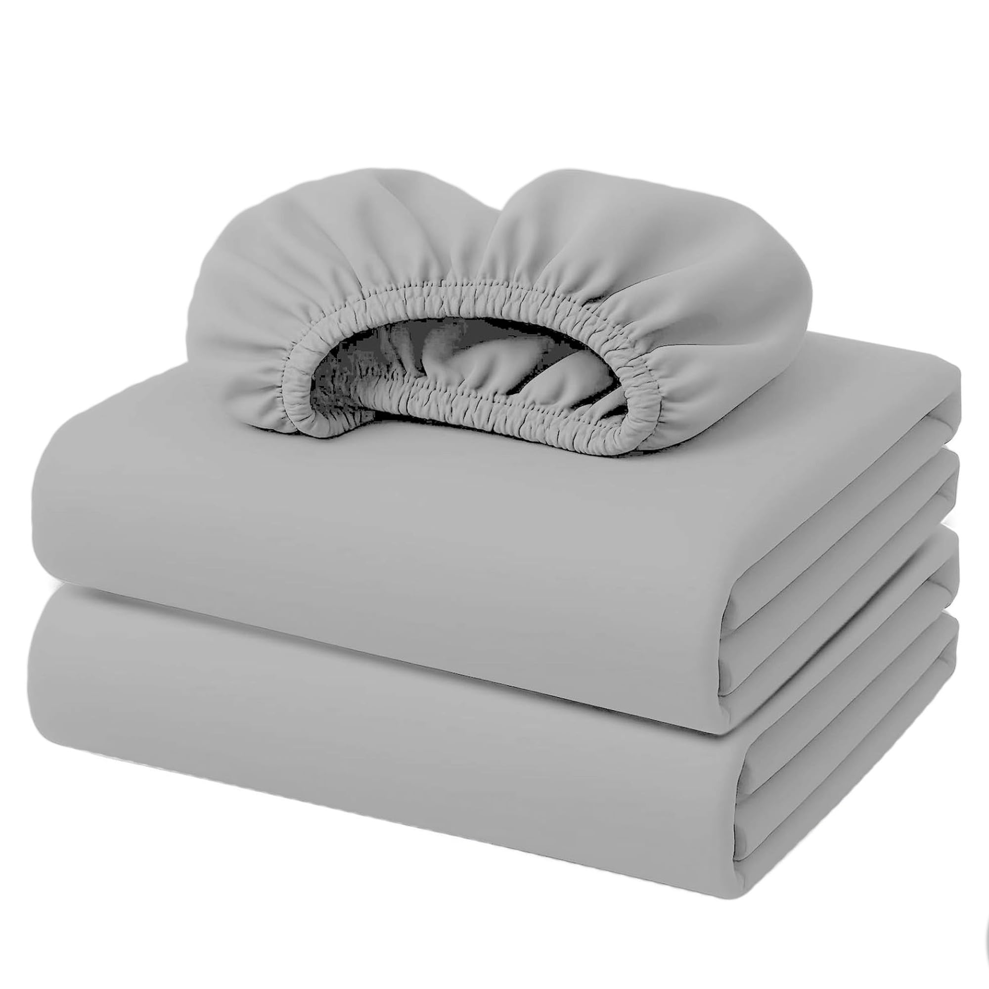 Lazzaro Double Fitted Sheet Bulk Pack of 2 Pieces Extra Deep Pocket 40 cm (16 inches) Durable Elastic Bed Sheets - Brushed Microfiber Fitted Bed Sheets Double - Ultrasoft Hypoallergenic Fade Resistant โ image 1