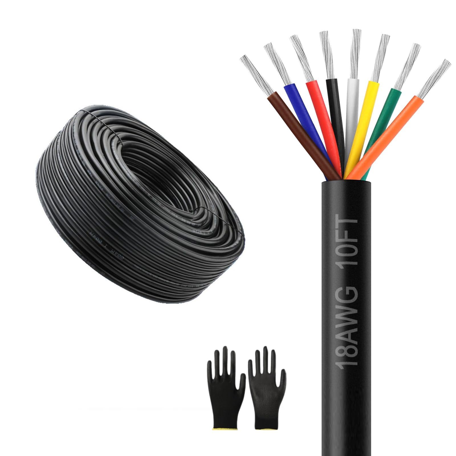 Câble Électrique En PVC Certifié UL 8 Conducteurs 28 AWG en Cuivre Pur