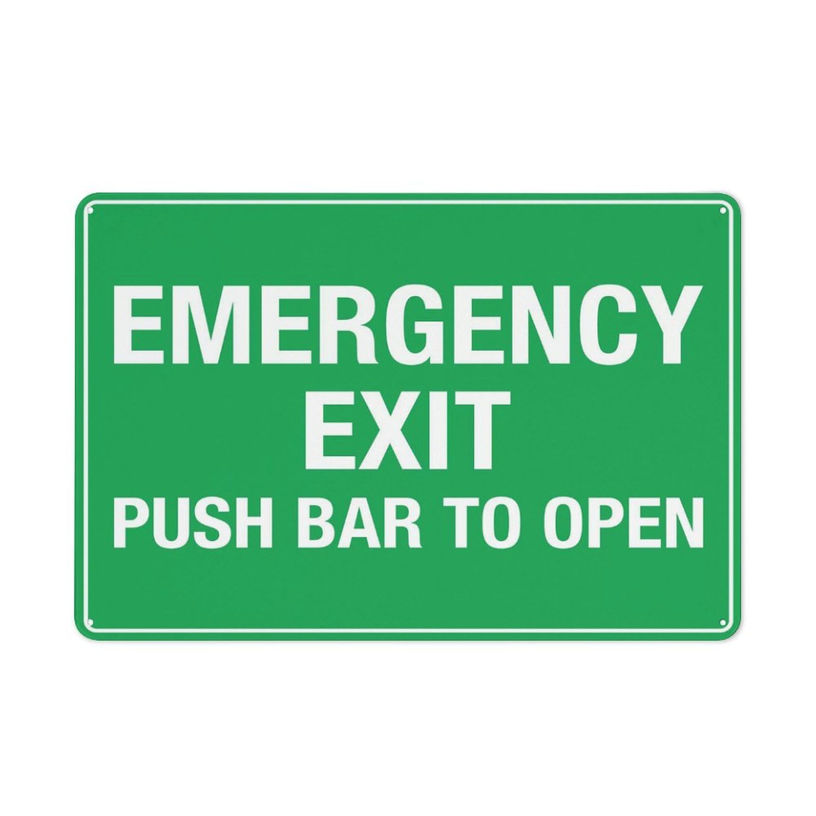 Emergency Exit Alarm Push Bar To Open Sign Outdoor Signs Aluminum 12X8 Inch Uv Ink Printed For House And Business