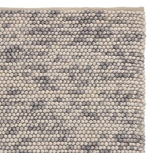 URBANARA Woll-Läufer Ravi 80x250 cm, Melange-Grau - Handgewebt, Skandinavisches Landhaus Design mit...