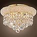 Bagel Design 3 Light 10" Gold Flush Mount with Clear Swarovski Crystals