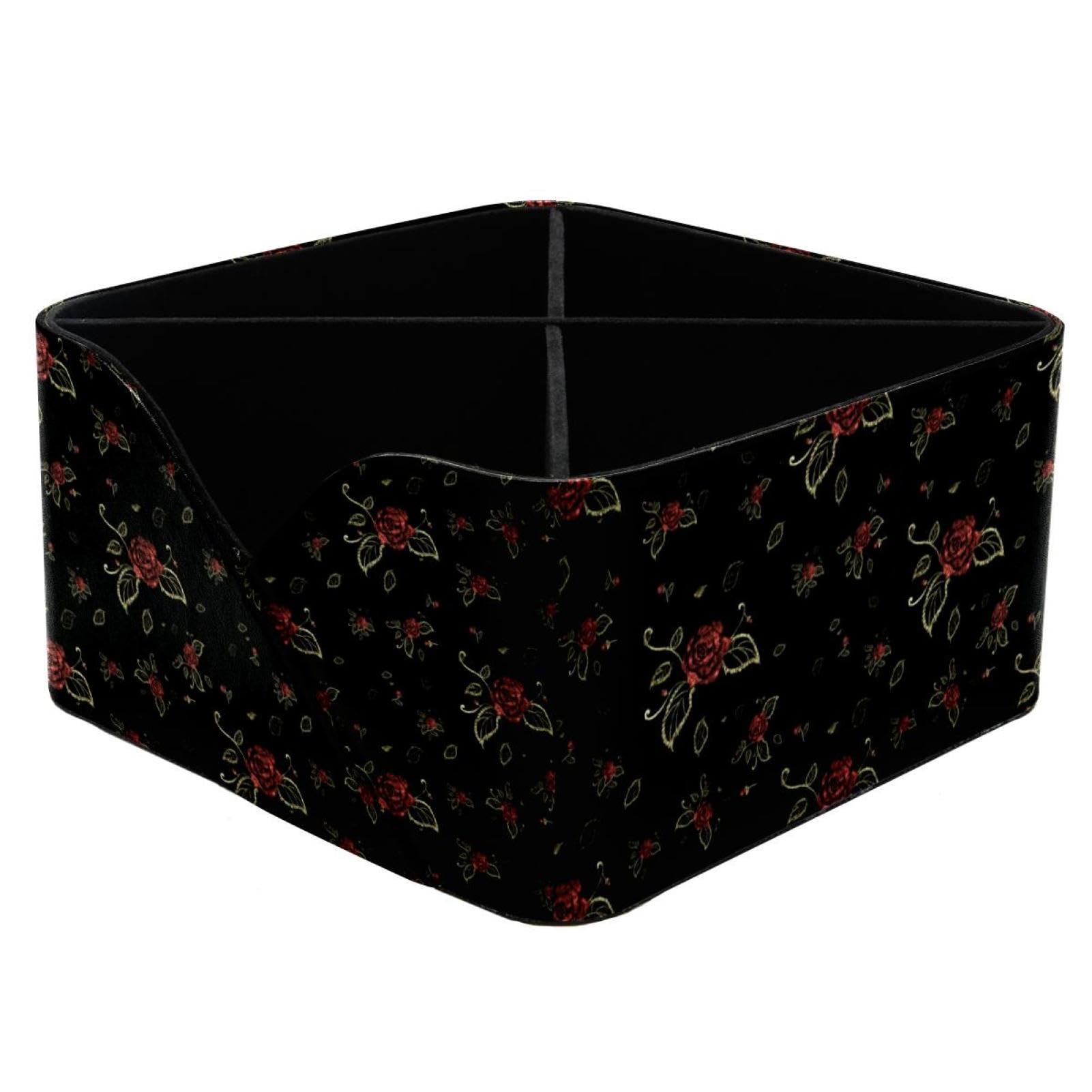 Fournitures artistiques bien rangées dans cette boîte pour stylos au motif rose vintage