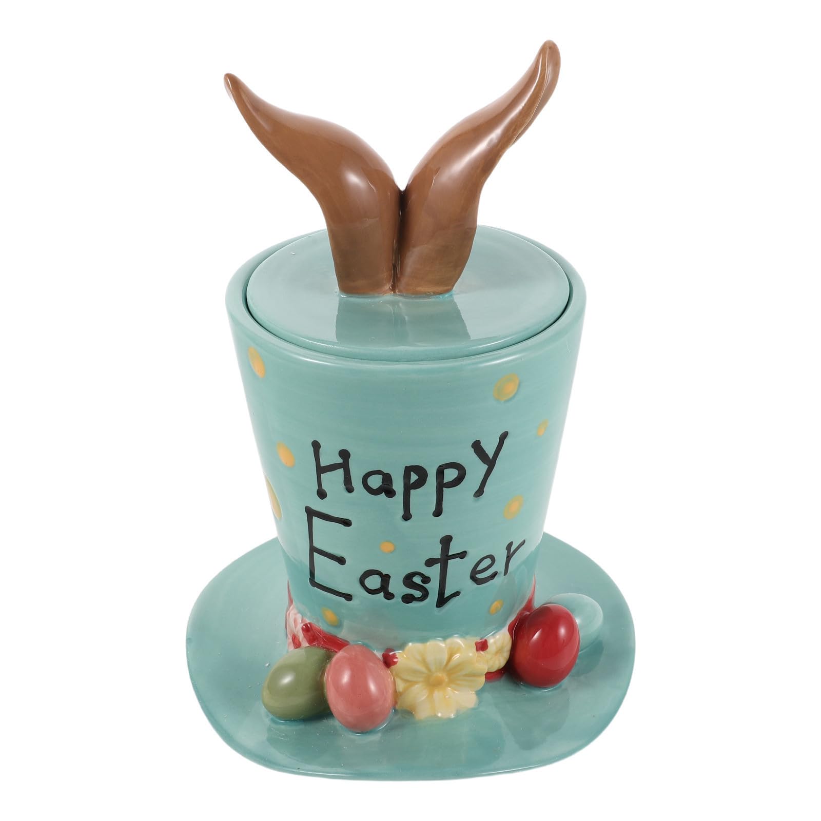 HEMOTON Barattolo Ceramica con Orecchie da Coniglio, 17,5cm, Decorativo