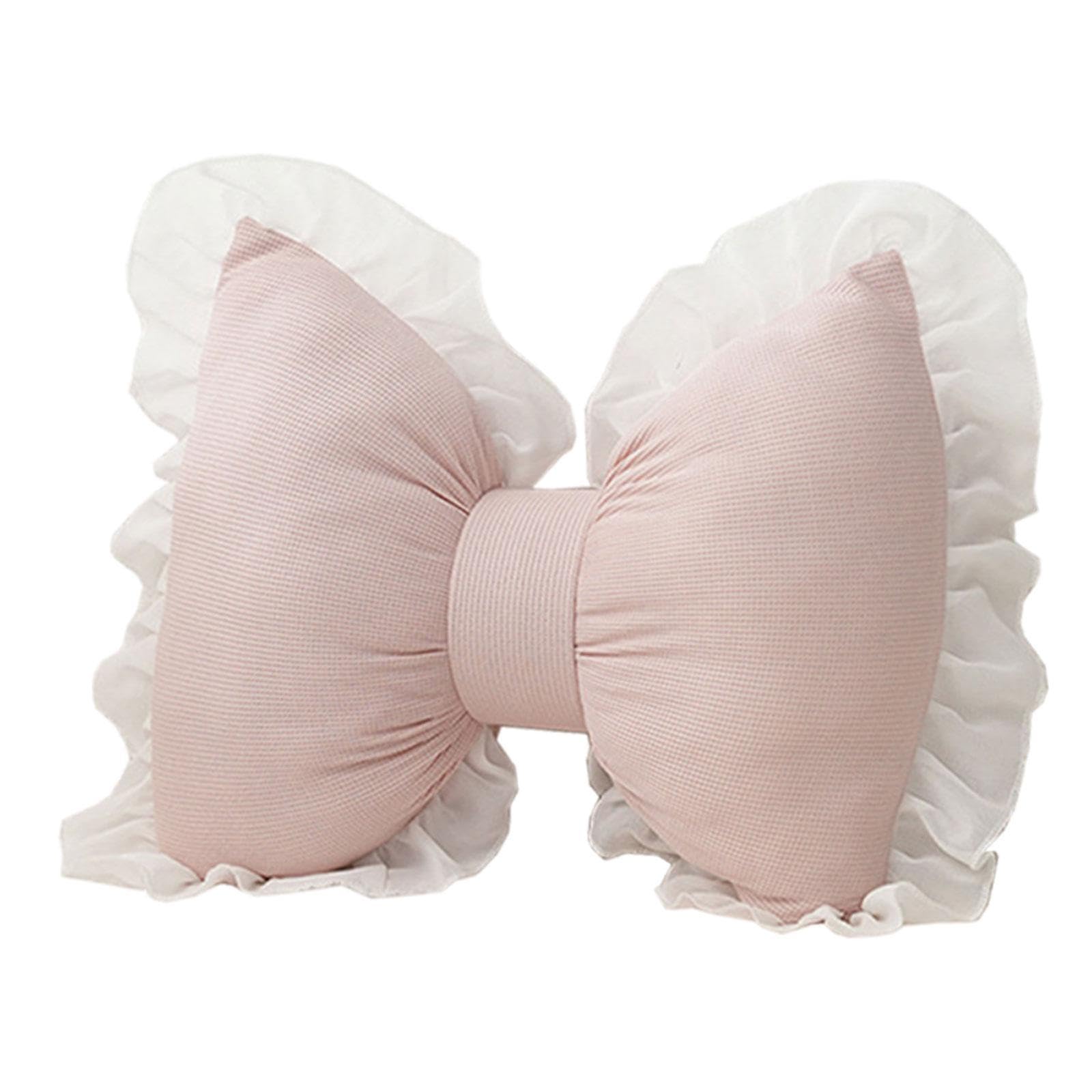 Bowknot Shaped Pillow Breathable Bedside Cushion for Indoor Living Room Sofa Pink-image-33