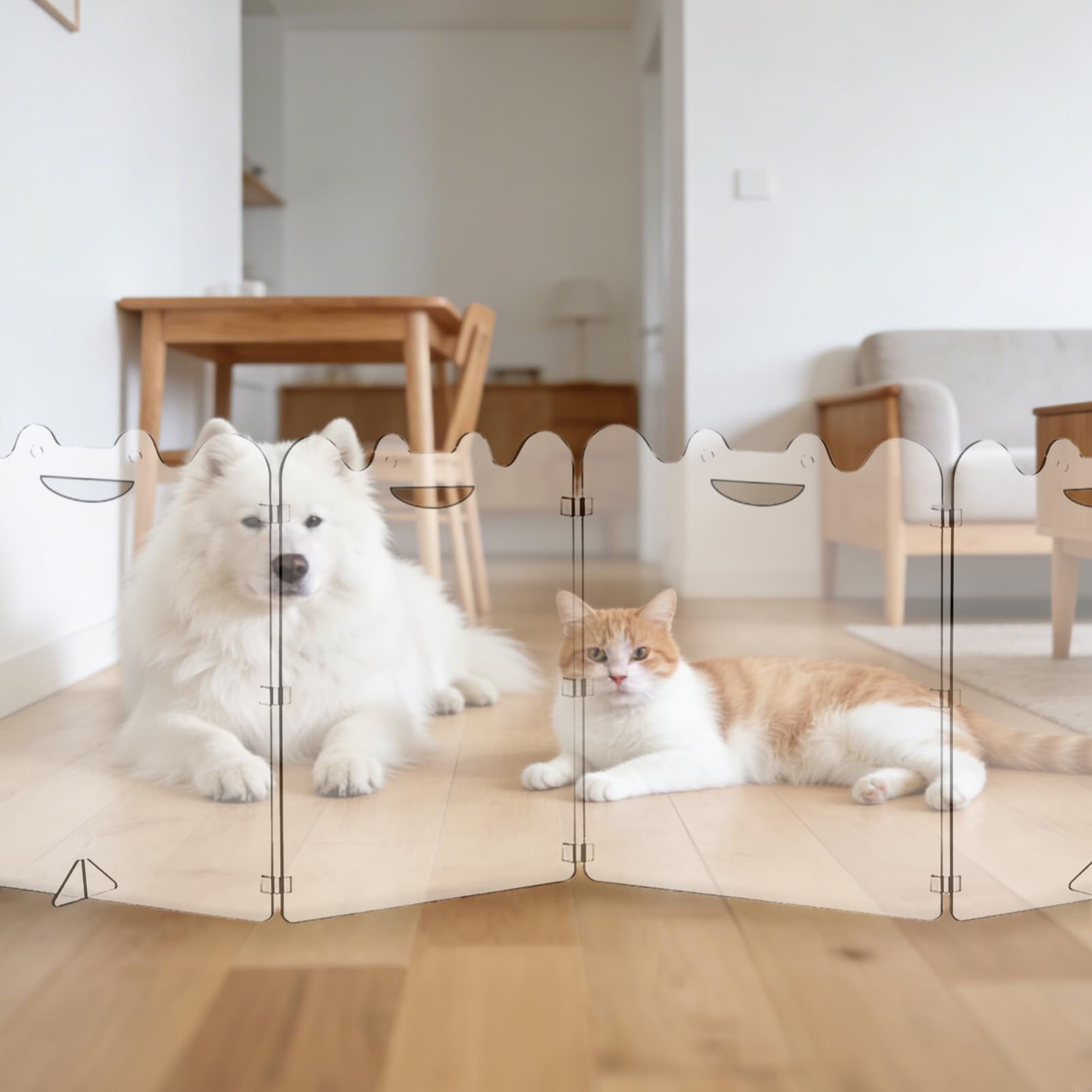 Rejilla acrílica para mascotas, 4 piezas o 6 piezas, plegable, acrílico, con asas de transporte, barrera transparente | para puertas, escaleras interiores, pasillos