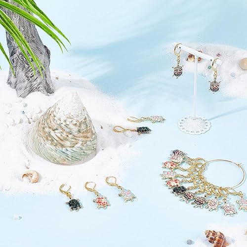 Miniatura 8 de SUNNYCLUE Marcadores de punto de cuentas de tortuga, 20 marcadores de punto de ganchillo con dijes de cierre de langosta para coser acolchado