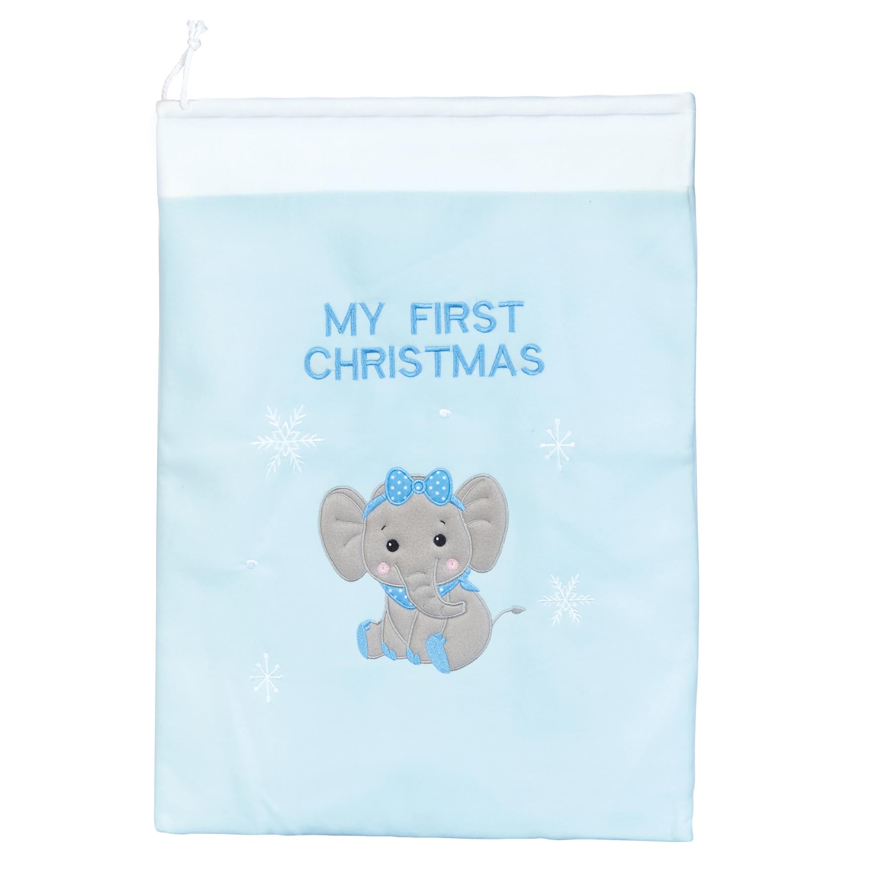 Widdle Gifts Blue 6318 Baby's 1St Christmas Sack With Embroidered Snowflake And Elephant (Blue 6318)