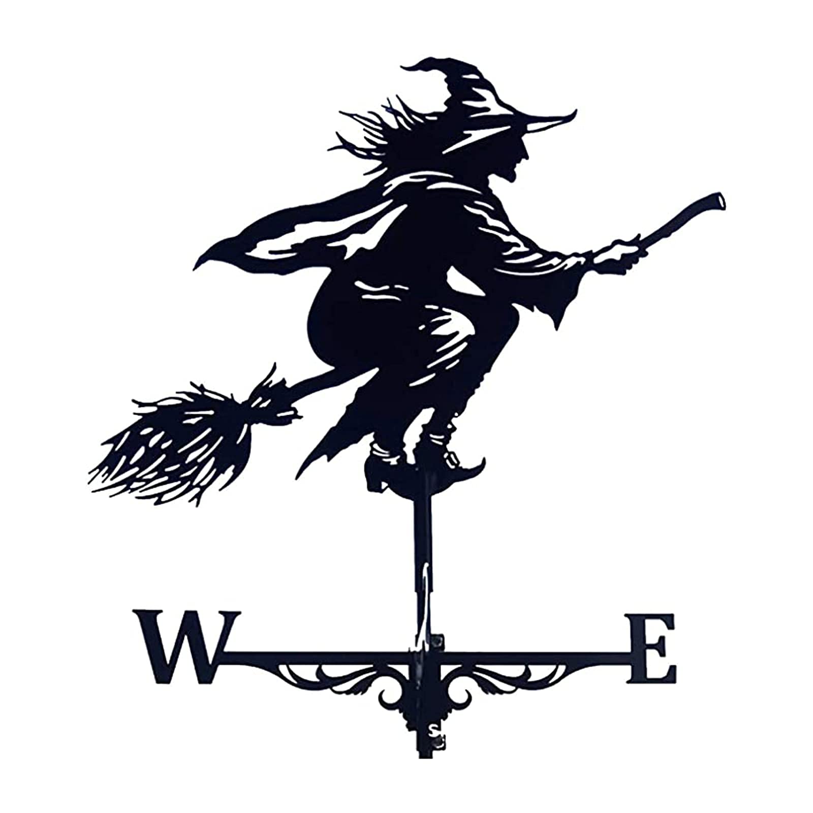 TAXXII Weathervane Windblown Wicked Witch Stainless Steel with Wind Direction Indicator Outdoor Metal Bracket Weather Vane Garden Courtyard Decoration